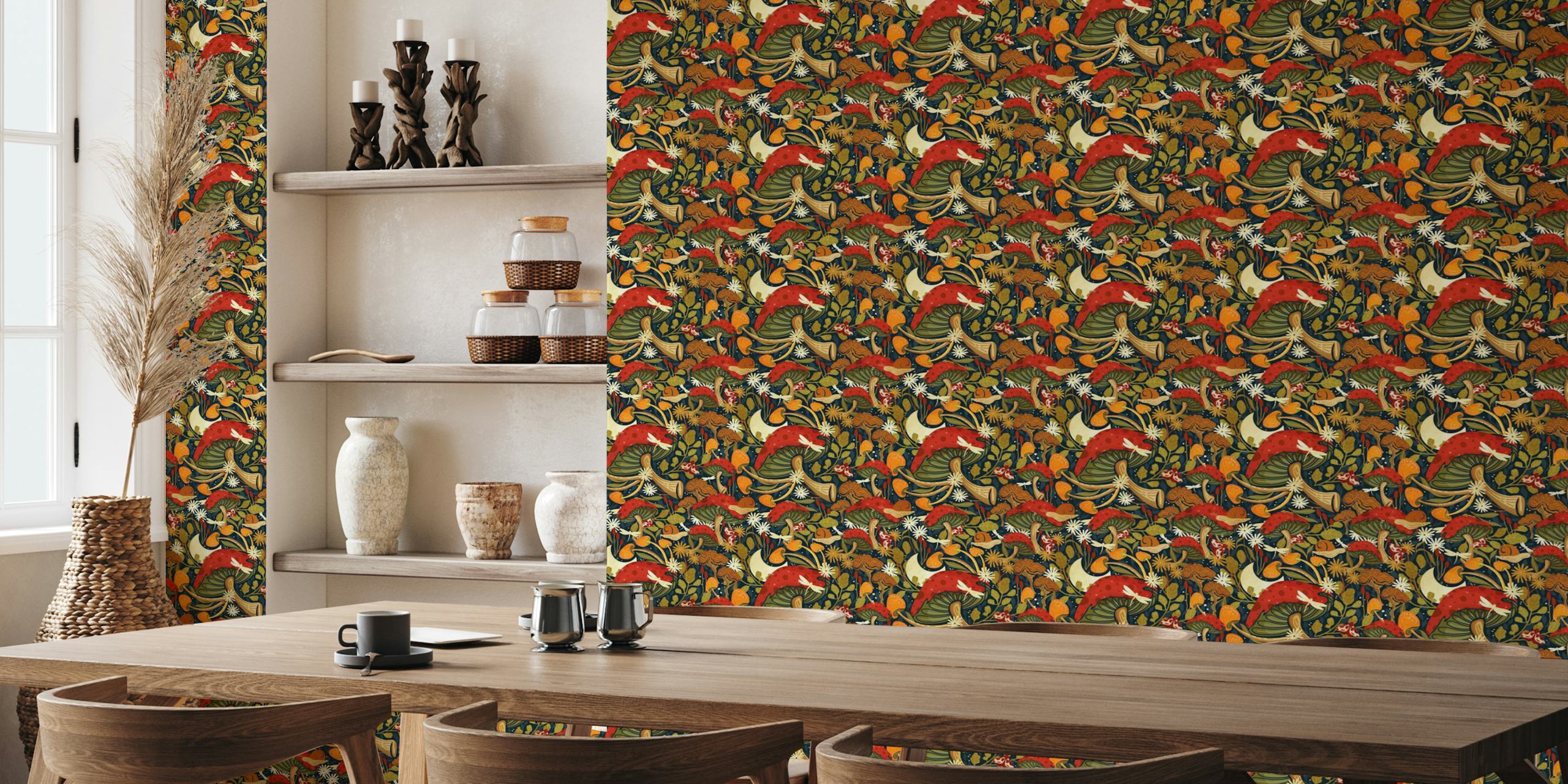 Midnight mushroom wallpaper i ett rum