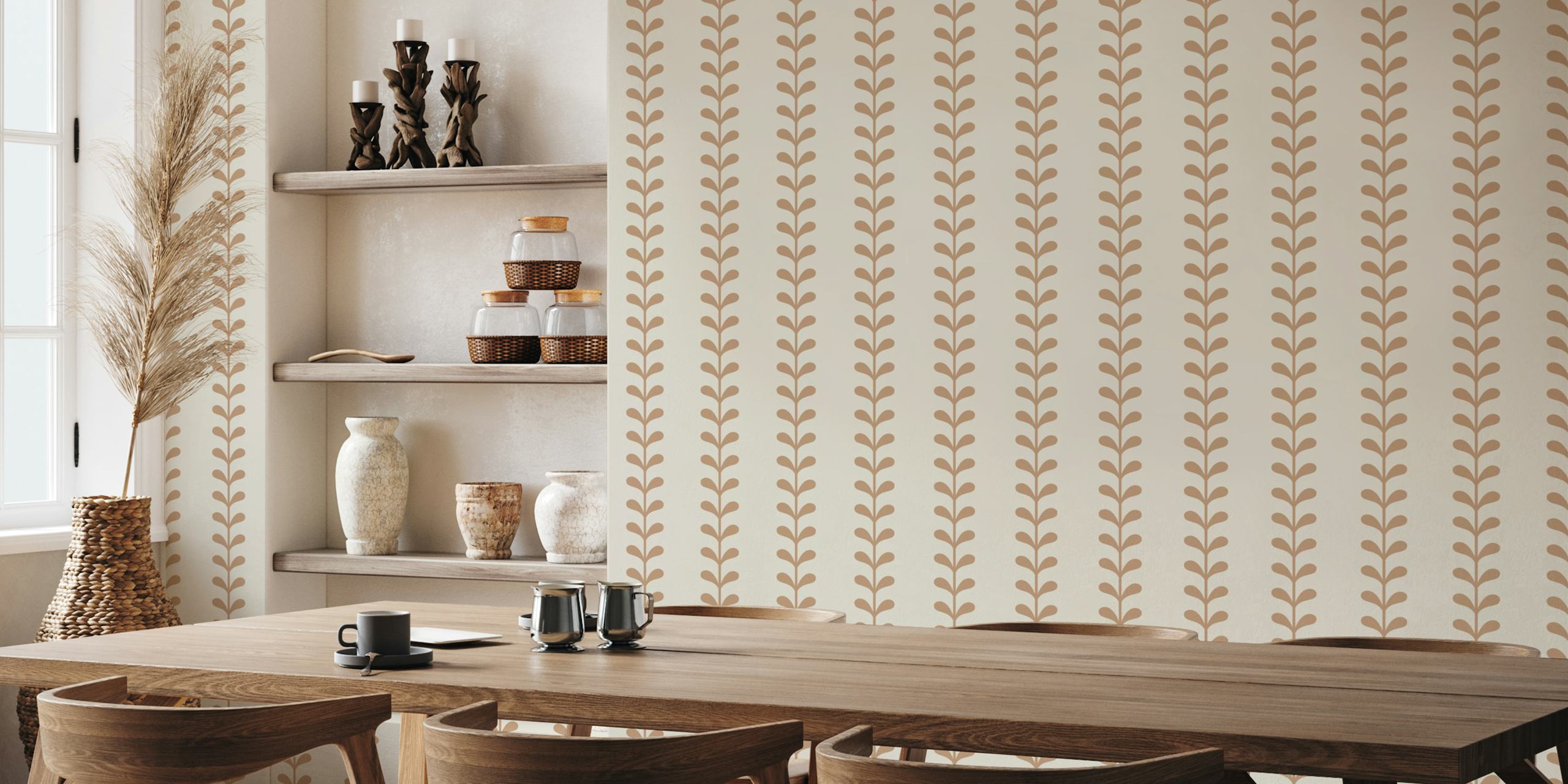 Elegant Botanical Stripes tapet i ett rum