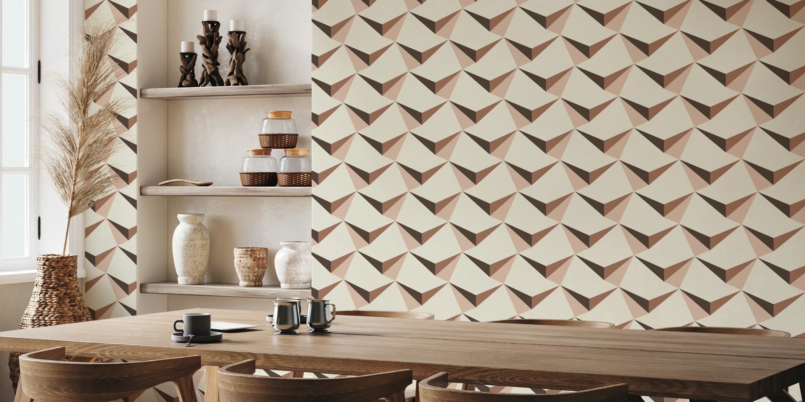 Shadows Mocha Mousse wallpaper in a room