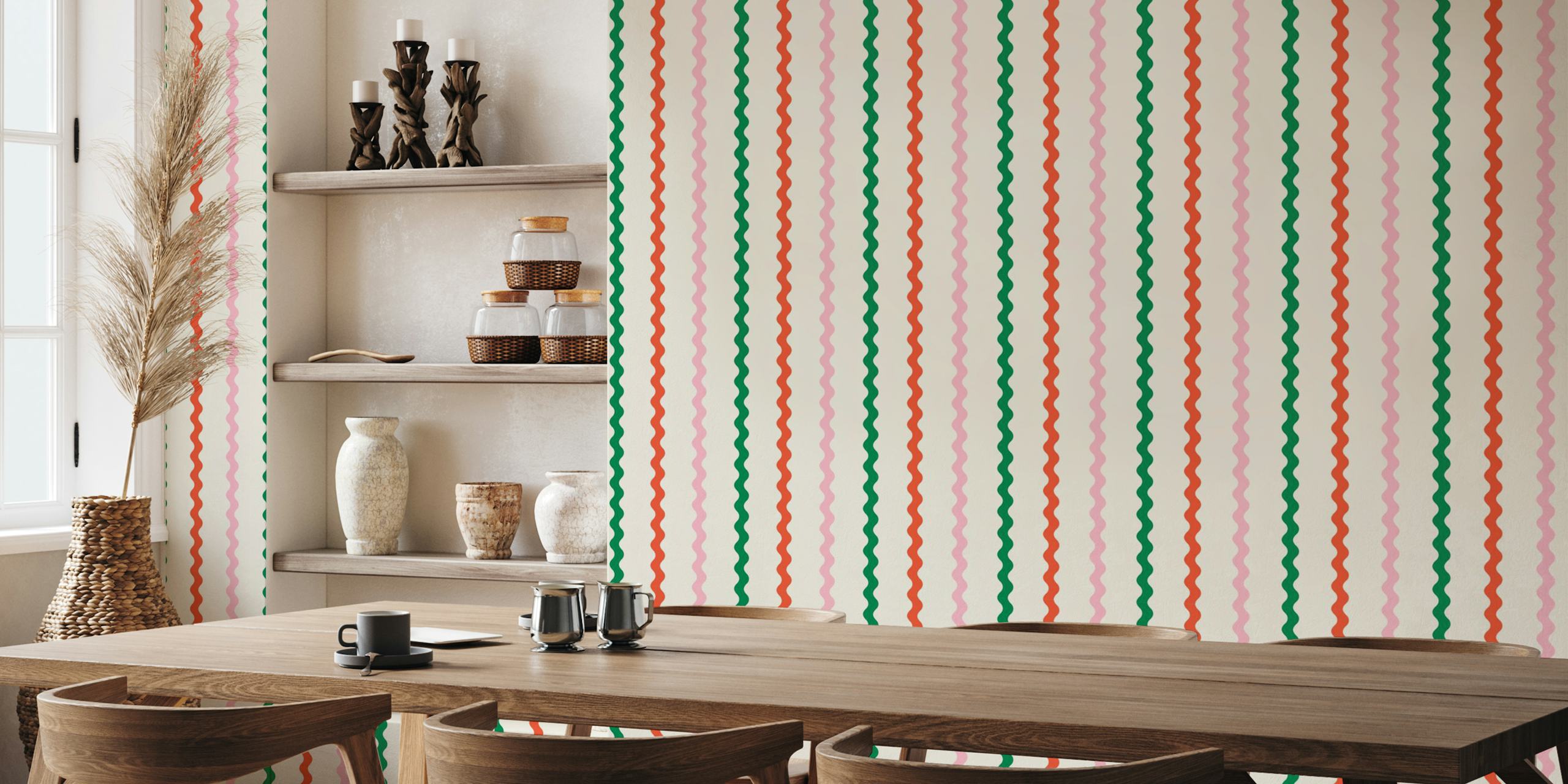 Colorful Wiggly Stripes ταπετσαρία σε ένα δωμάτιο