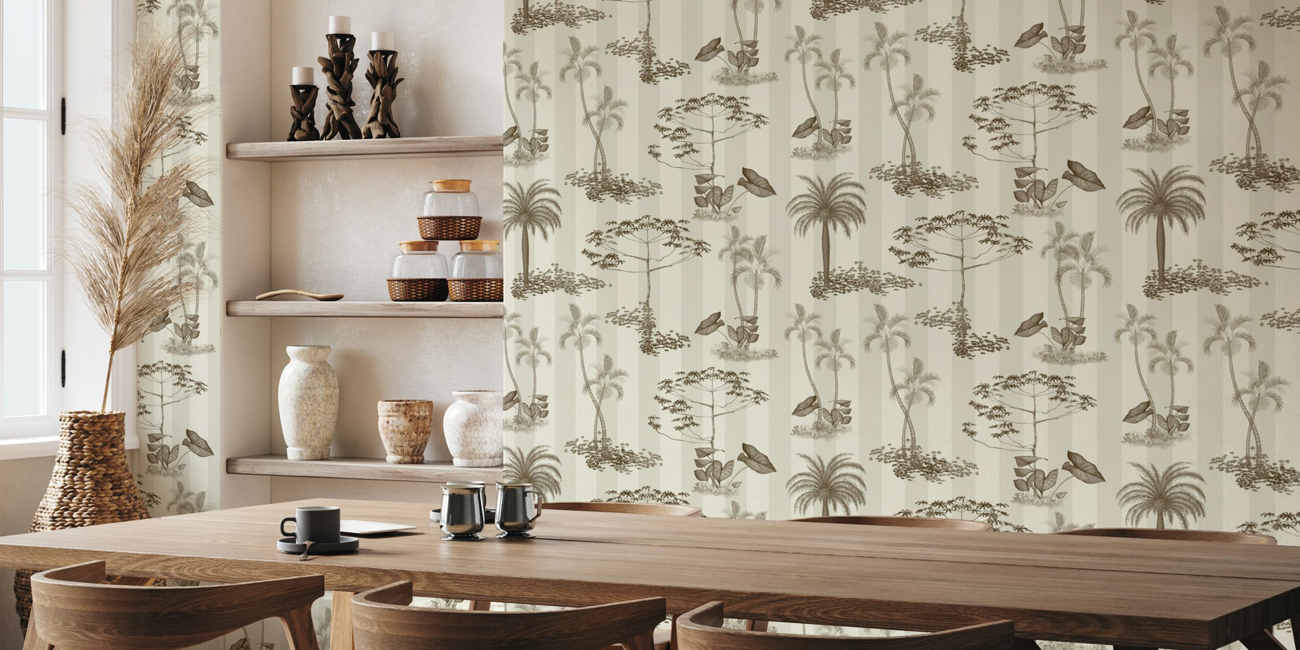 Stripes&Trees - Mocca wallpaper in a room