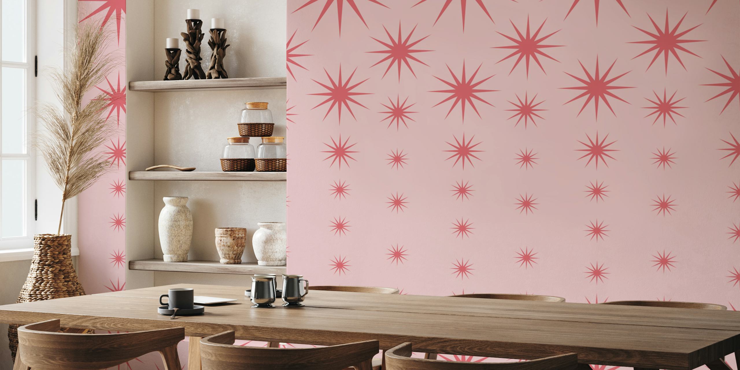 Expanding stars wallpaper in a room