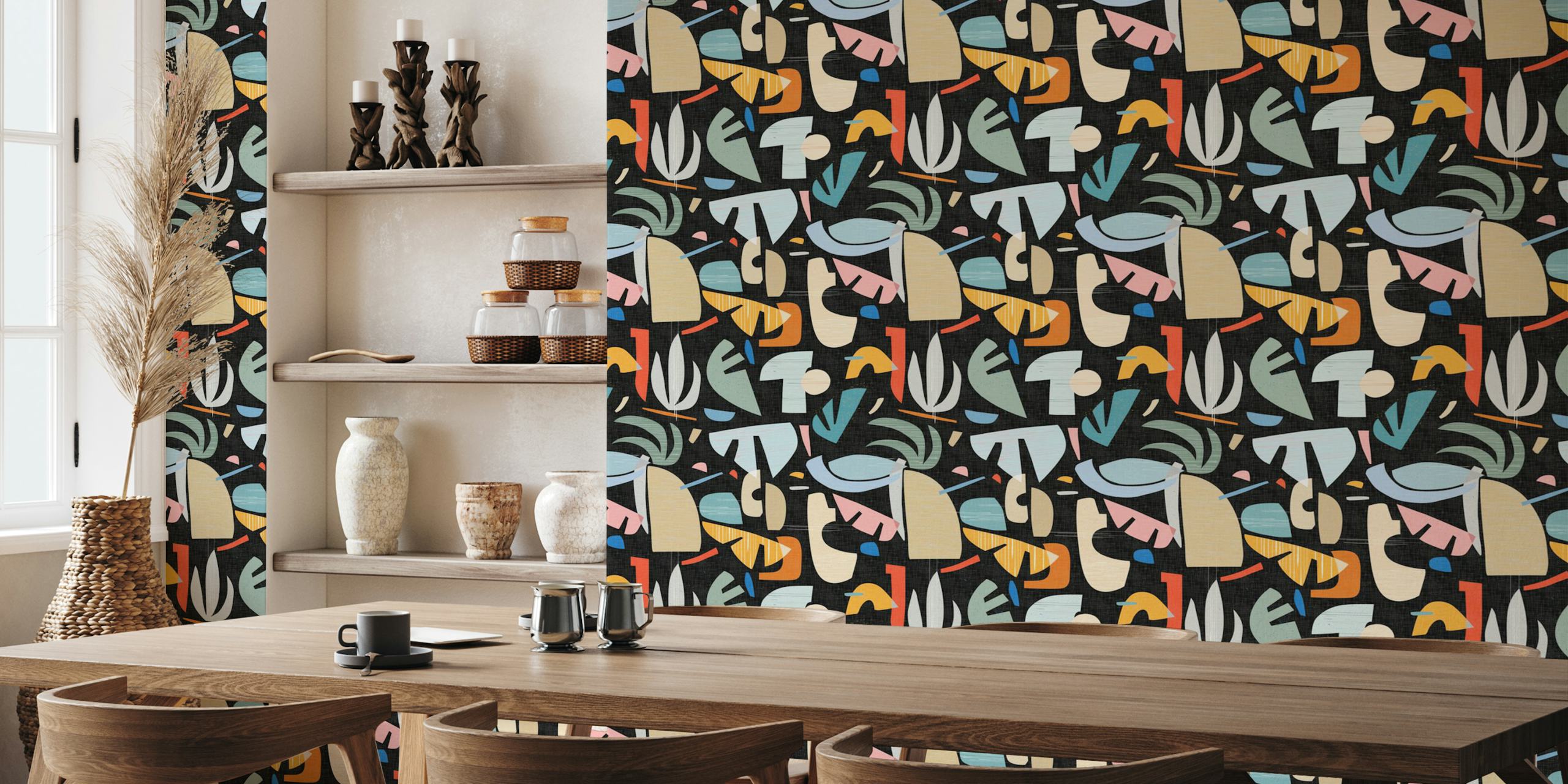 Mid Century Tiki Jungle wallpaper in room