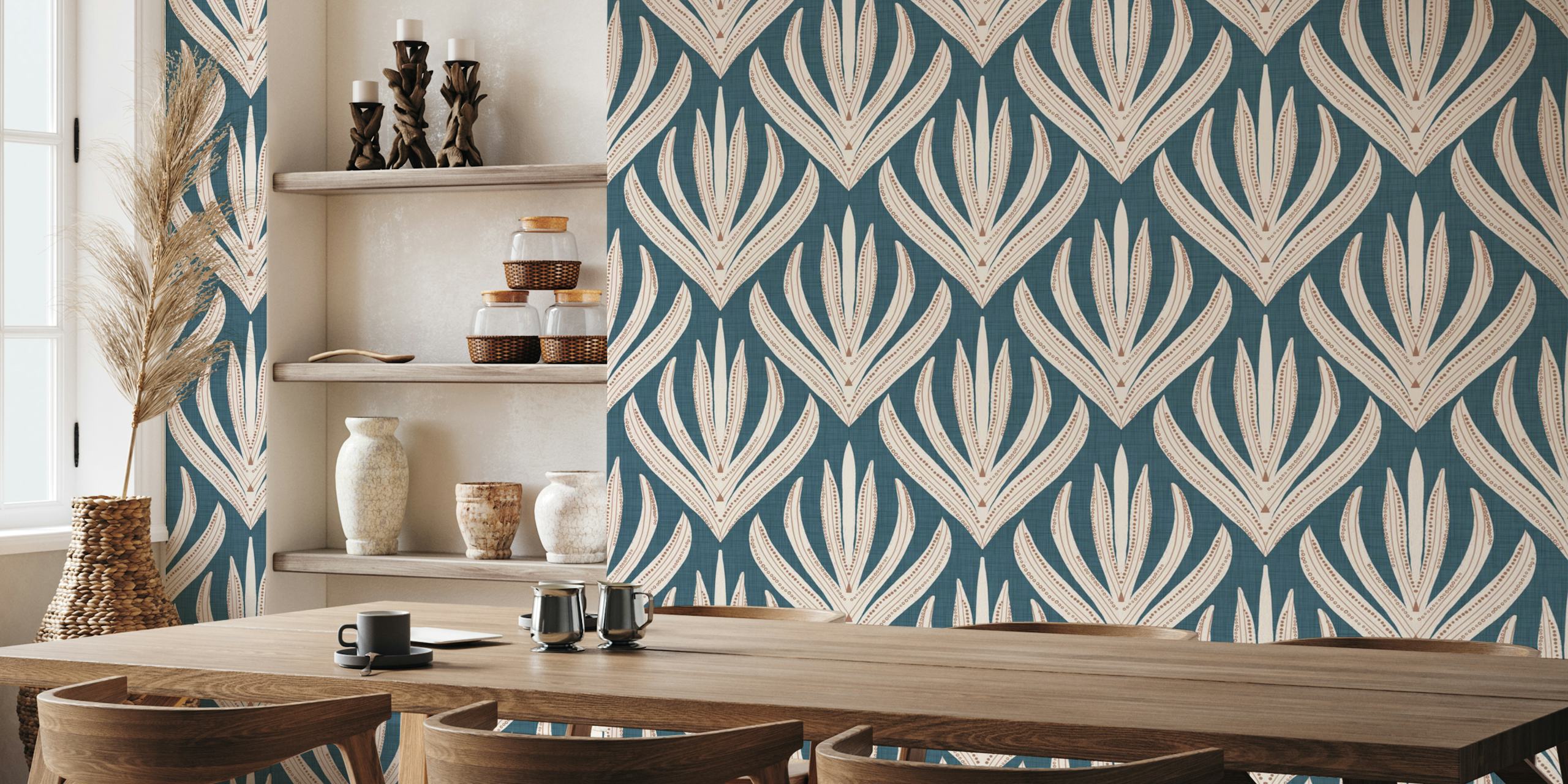 Tapeta Retro Folk Leaf u sobi