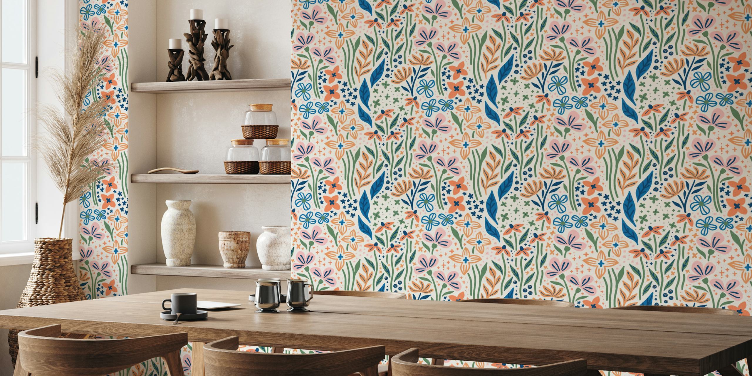 Phoebe wallpaper in a vibrant room setting