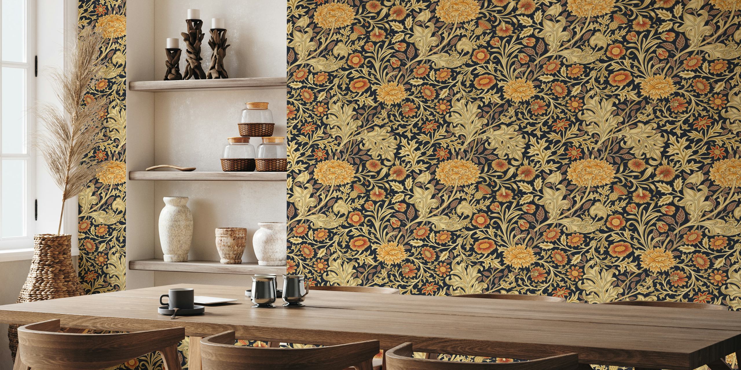 Victorian Double Bough 1 brown wallpaper in a room