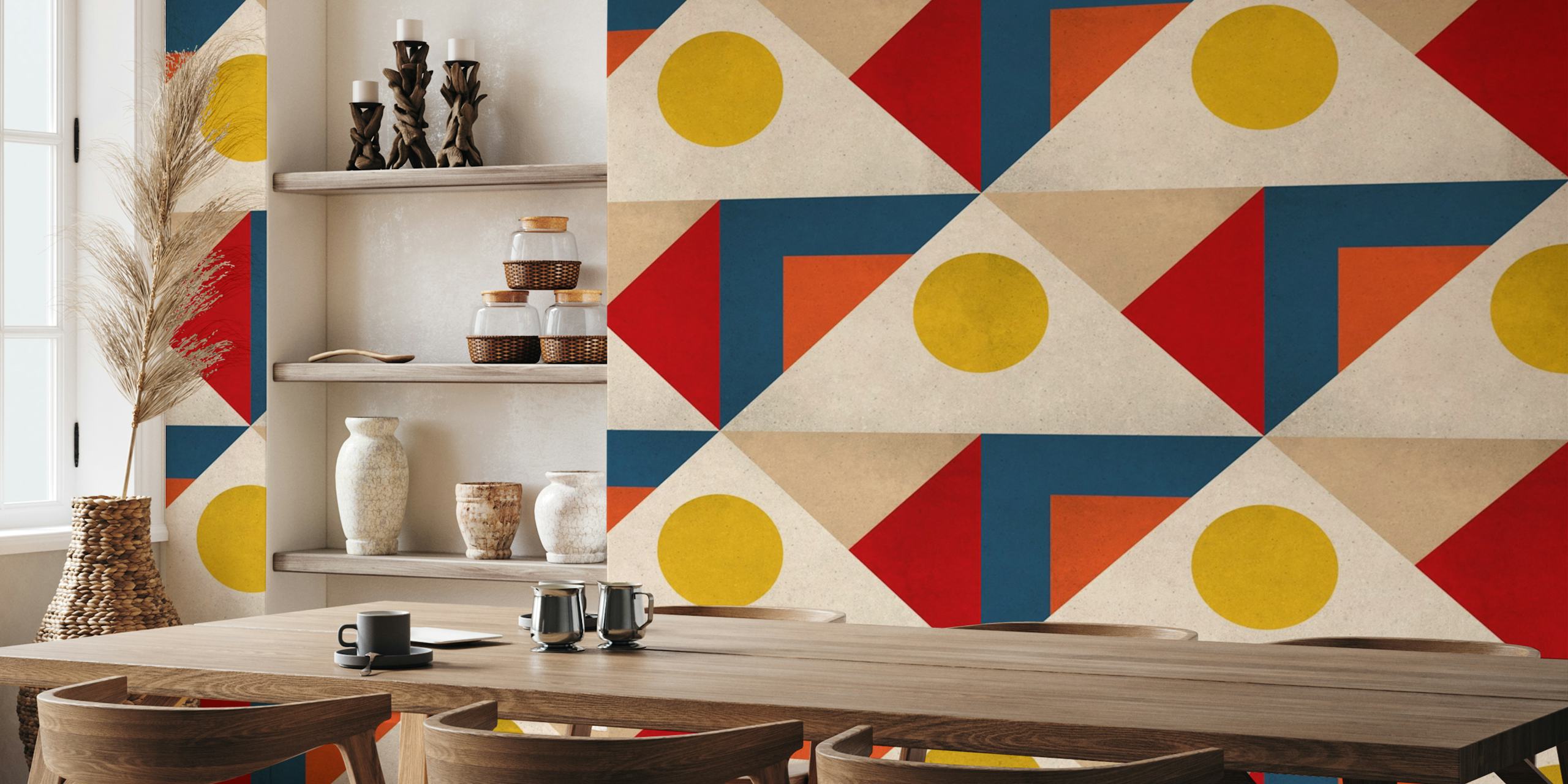 Retro Sunrise Motif wallpaper in a room