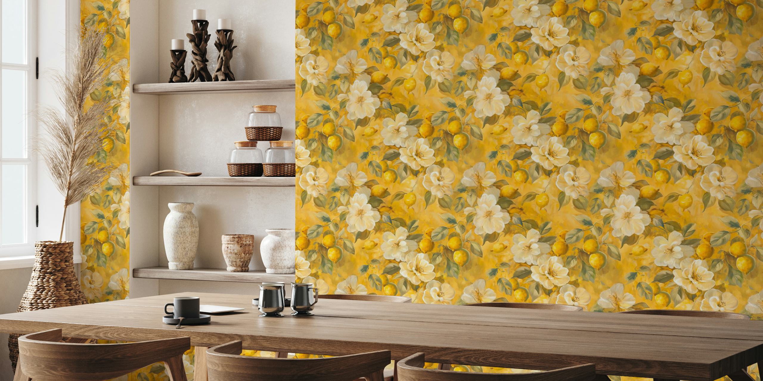 Lemon Blossom Yellow Gold zidna obloga u sobi