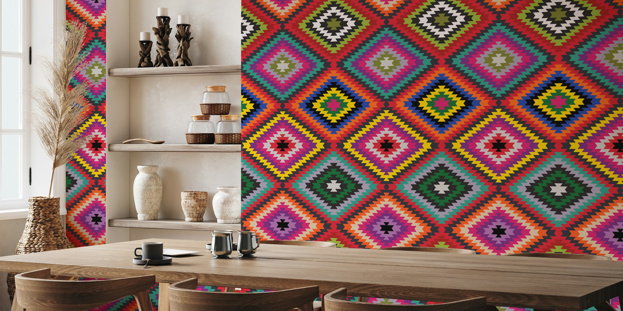 Modern Kilim tapetdesign i ett rum