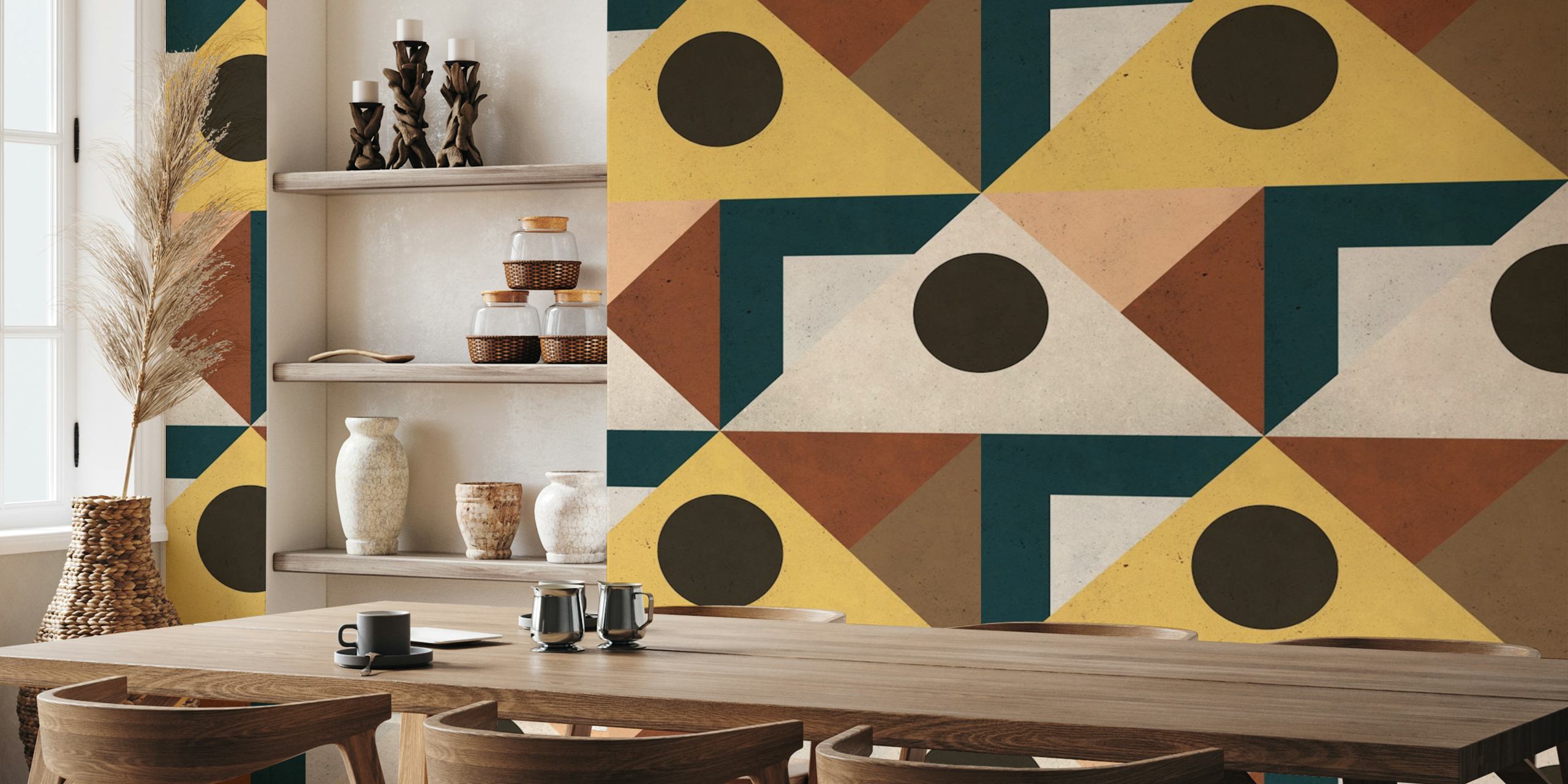 Vintage Geo Art Style wallpaper in a room