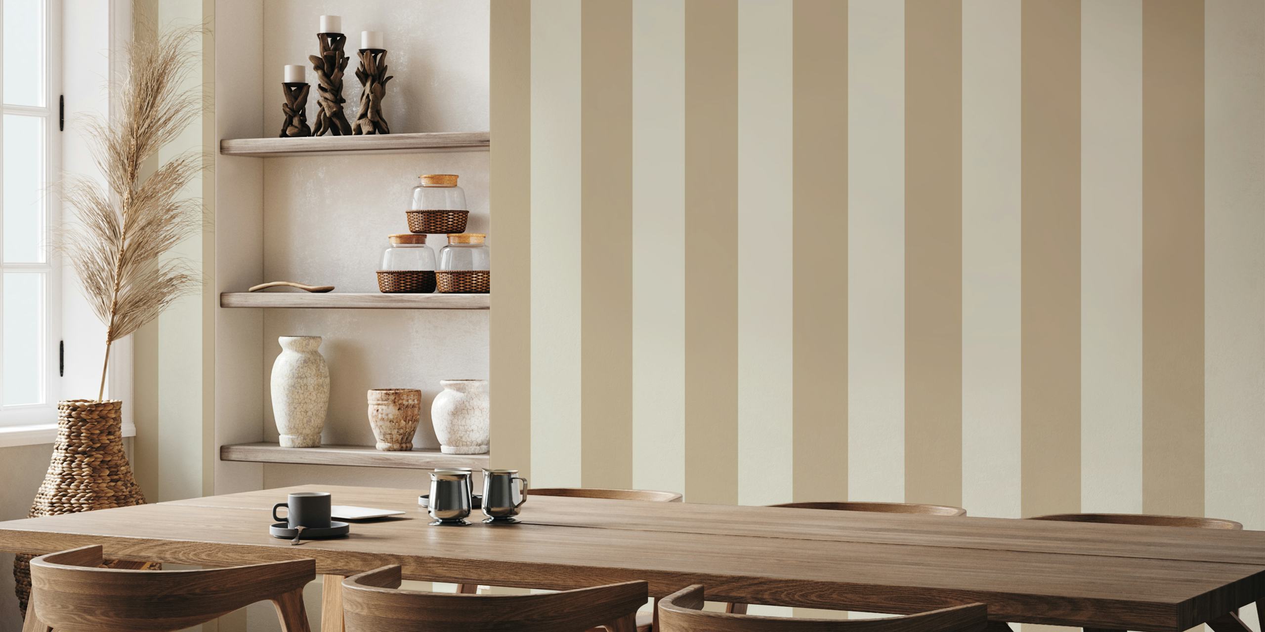 Warm Minimalist Stripes Tapete im Raum