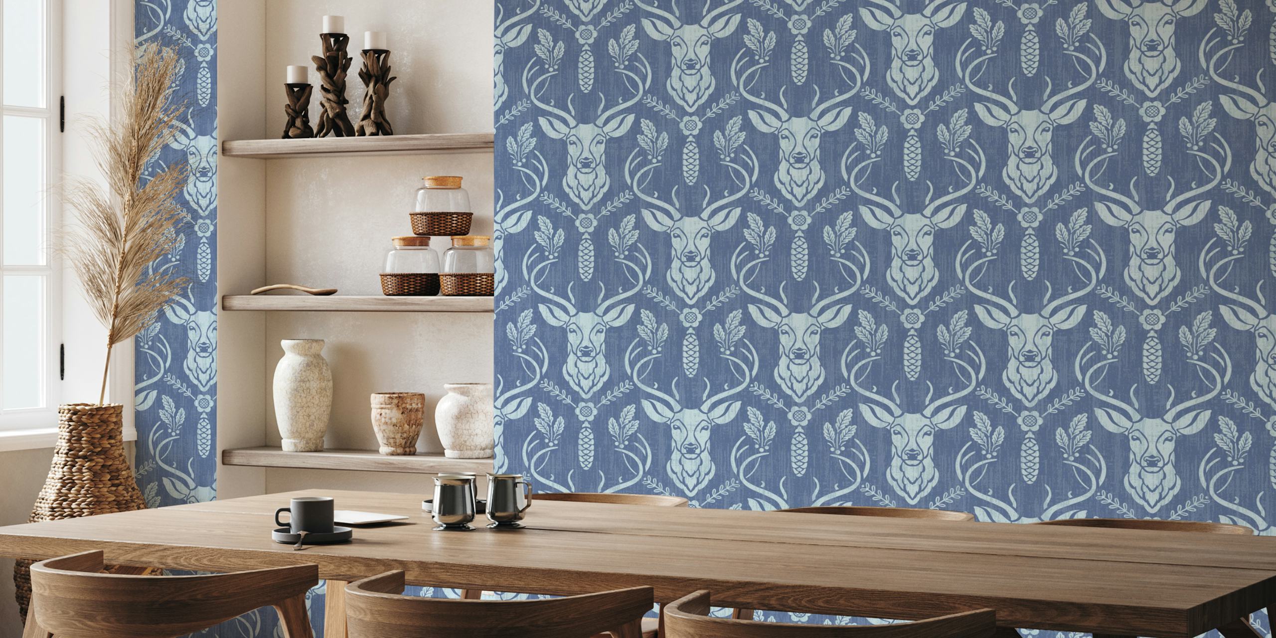 Papel pintado Cabincore Forest Deer en una habitación
