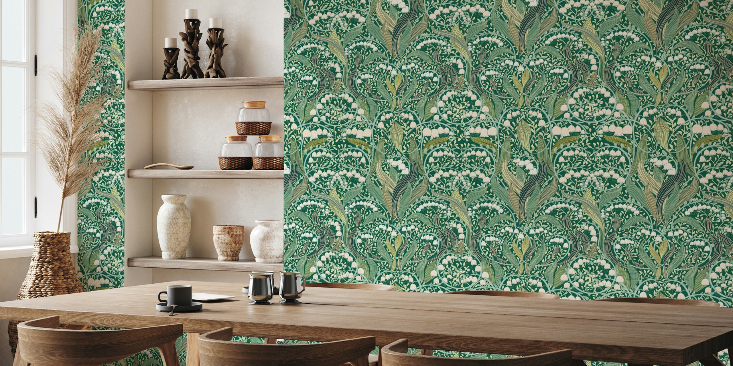 Victorian lily of the valley wallpaper in a room