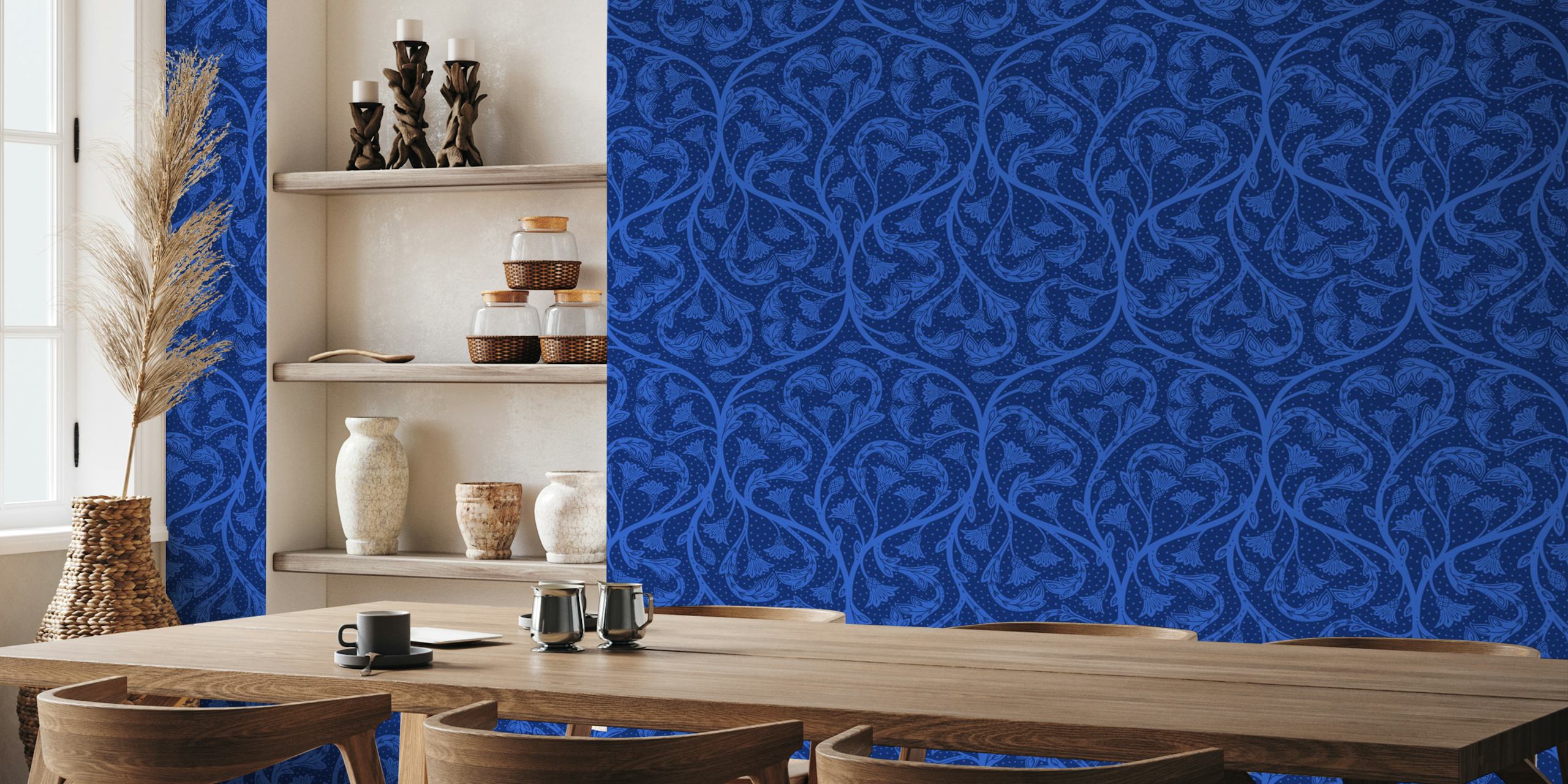 Victorian dandelion hearts wallpaper in a room
