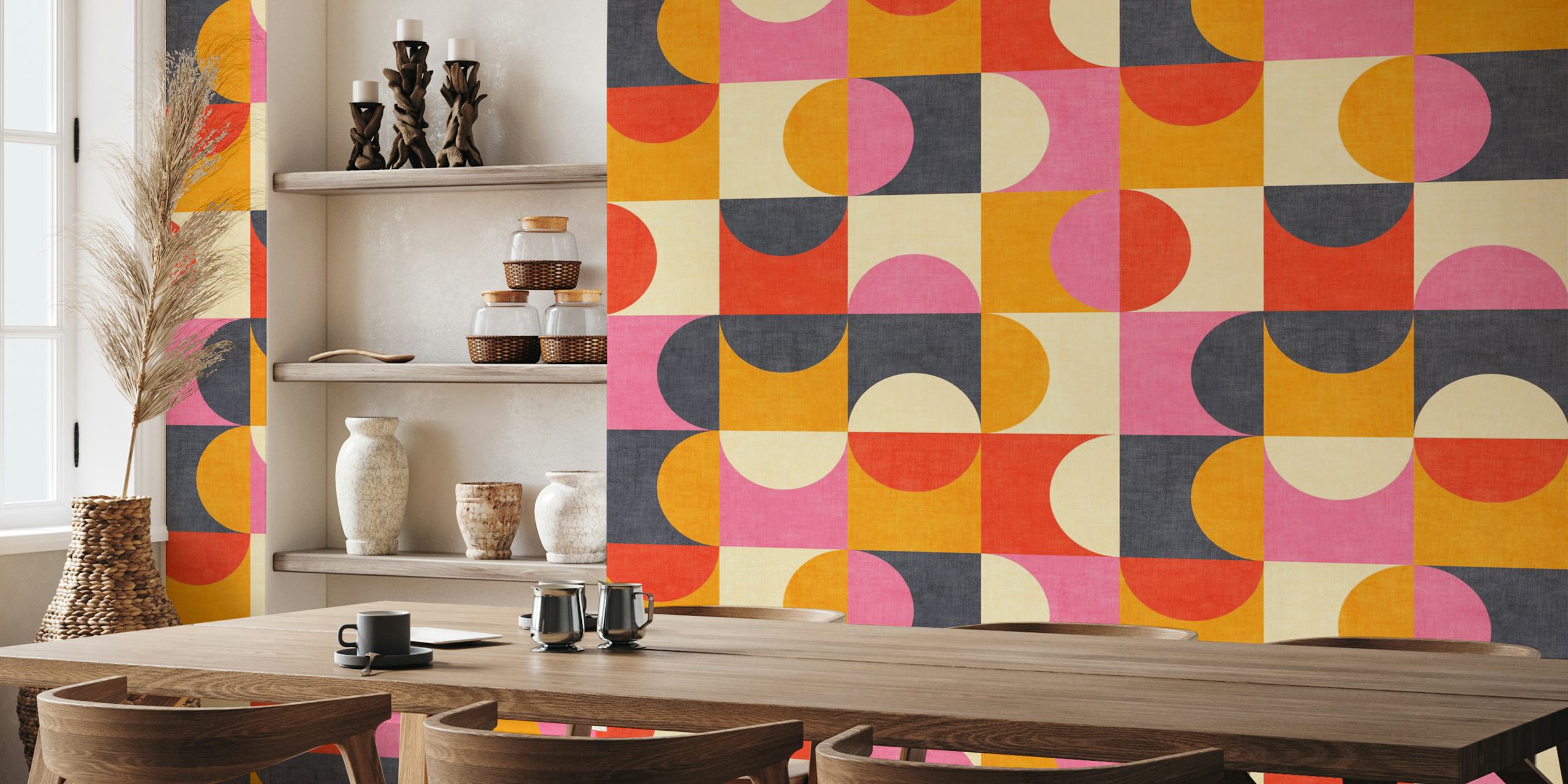 Bauhaus Circle Abstract wallpaper in a room