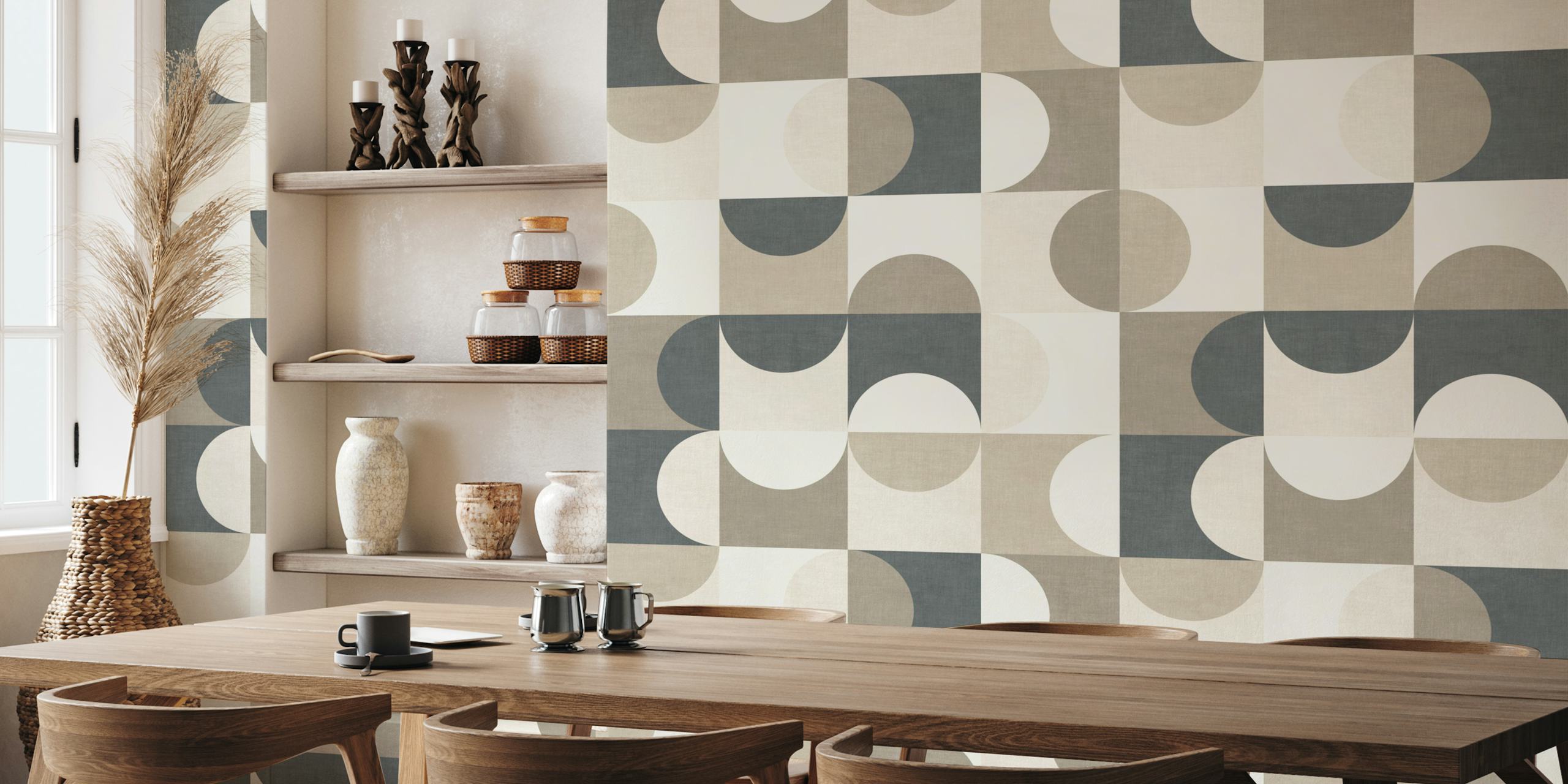 Bauhaus Circle Abstract wallpaper in a room