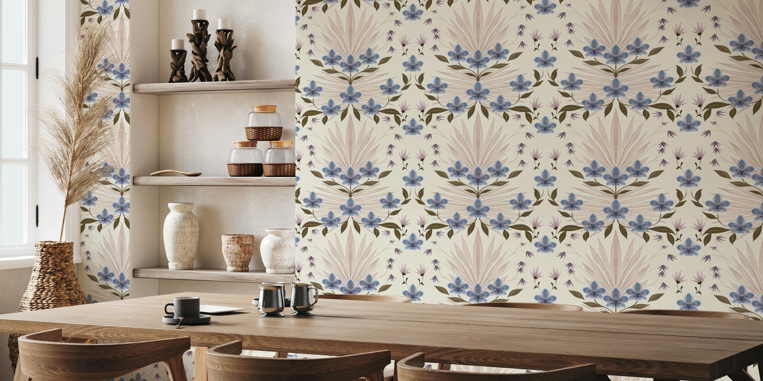 Papel de parede Botanical Orchid Serenity em um cômodo