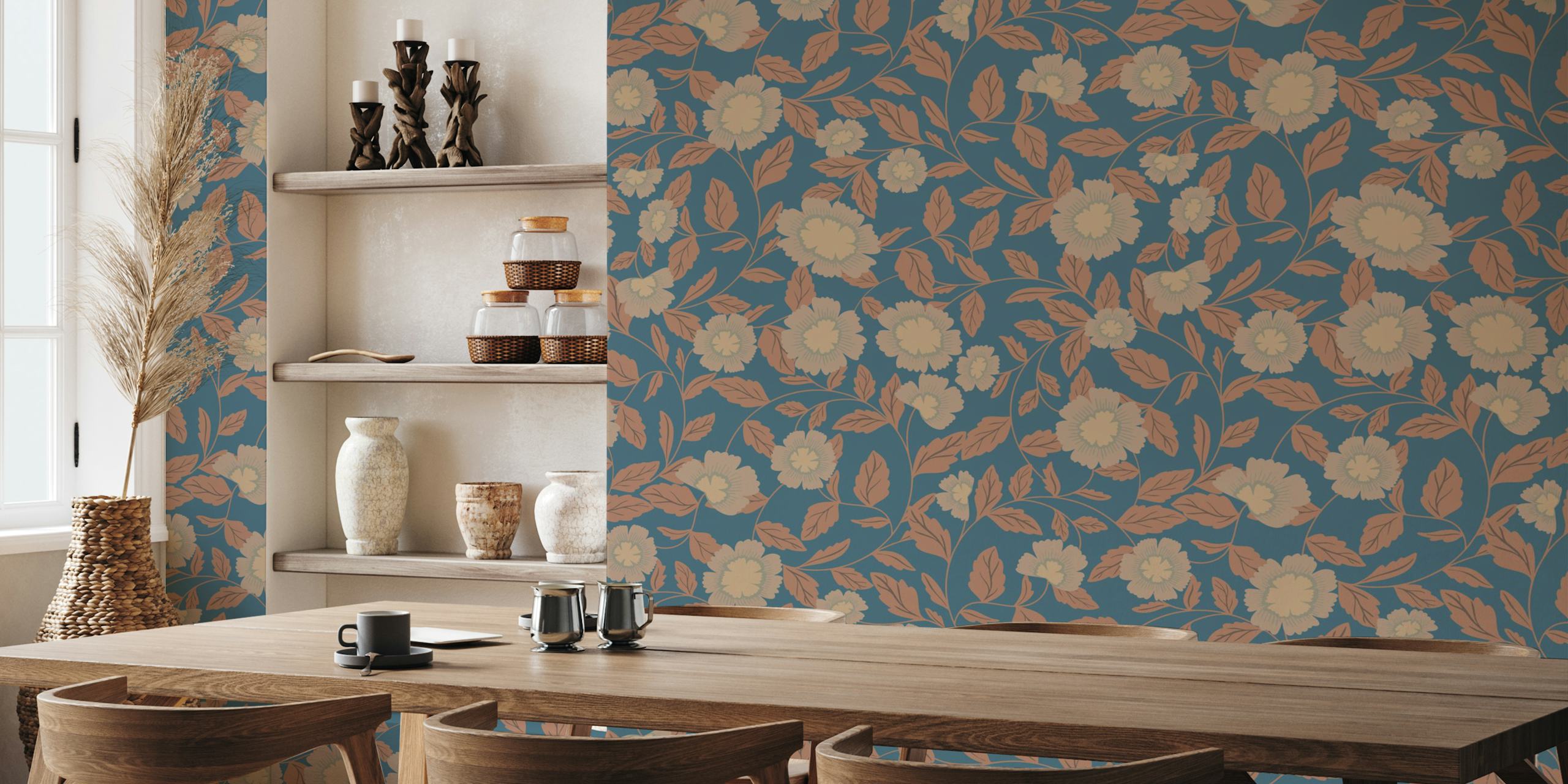 Elegant Big Botanical Bliss floral wallpaper design
