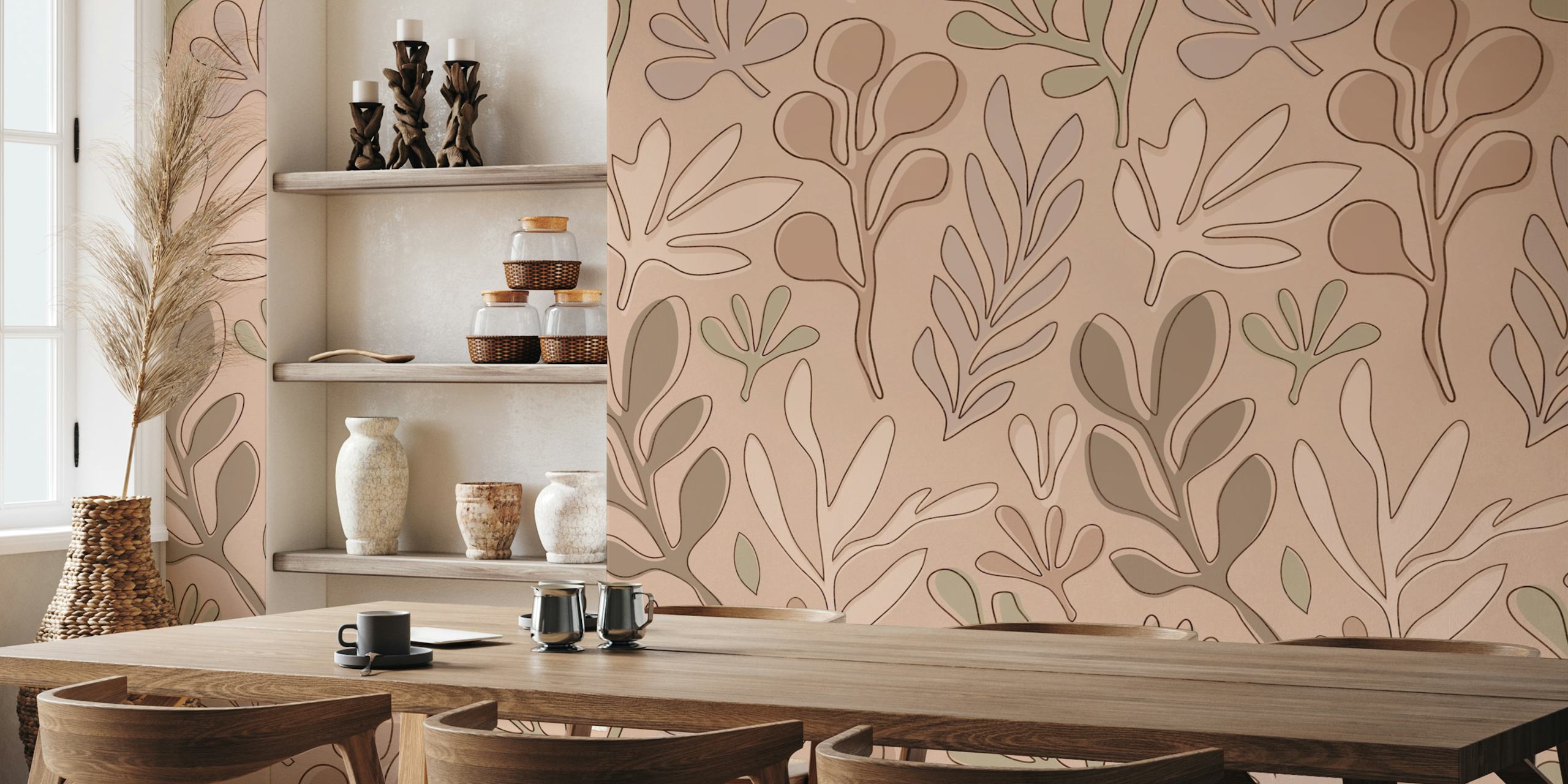 Matisse Subtle Leaf Harmony behang in een kamer.