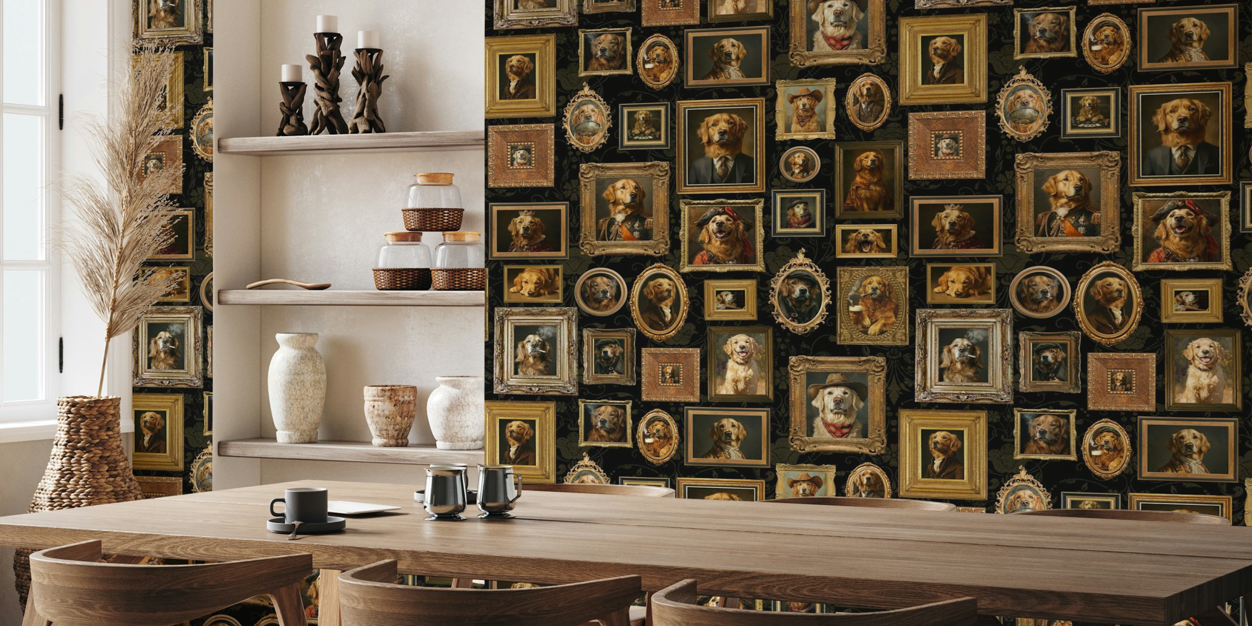 Whimsical Golden Retriever wallpaper in una galleria