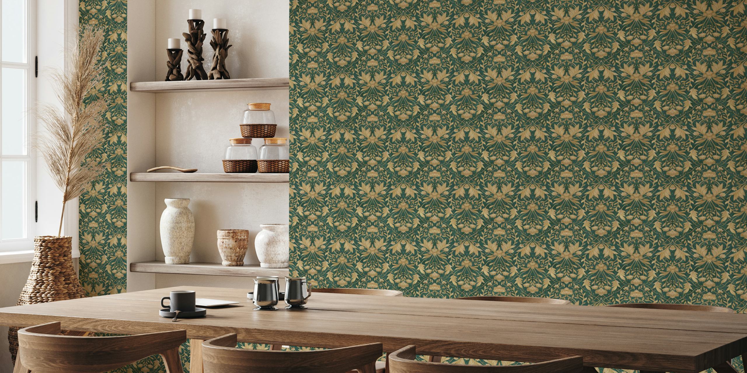 Morris Floral Damask wallpaper in a room setting