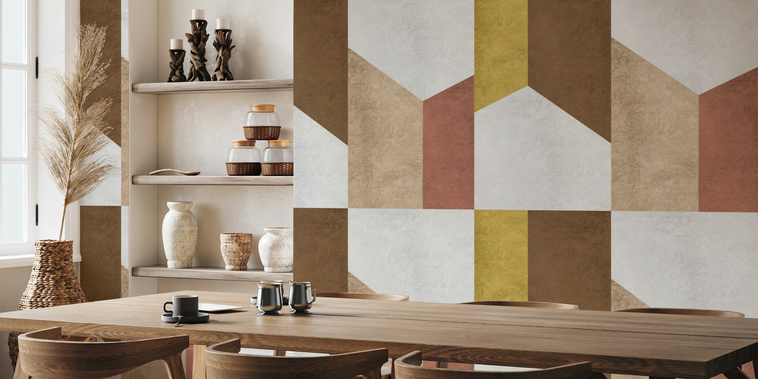 Chevron Geometry tapetti tyylikkäässä ympäristössä
