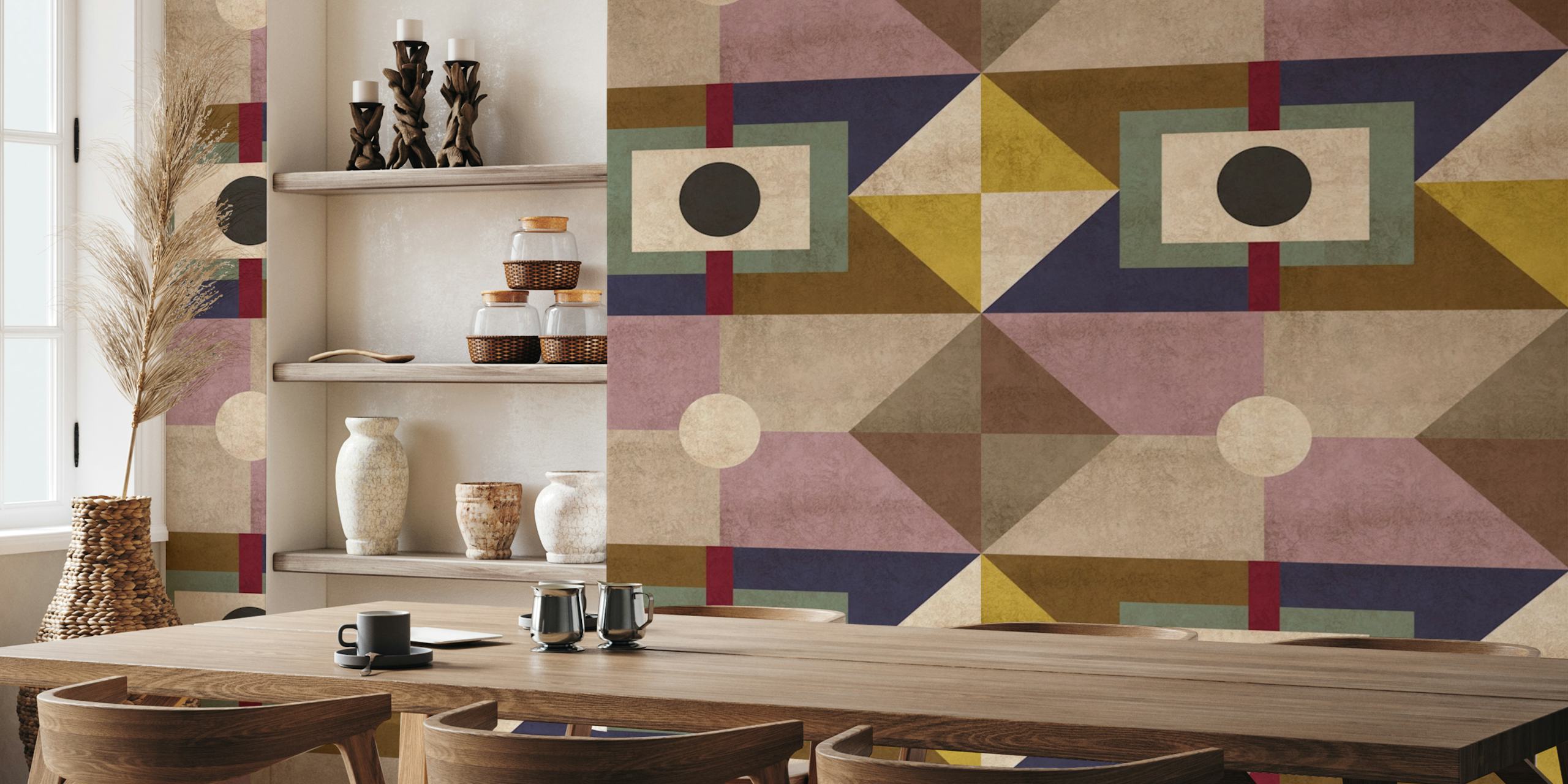 Návrh tapety Geo Mid Century v místnosti