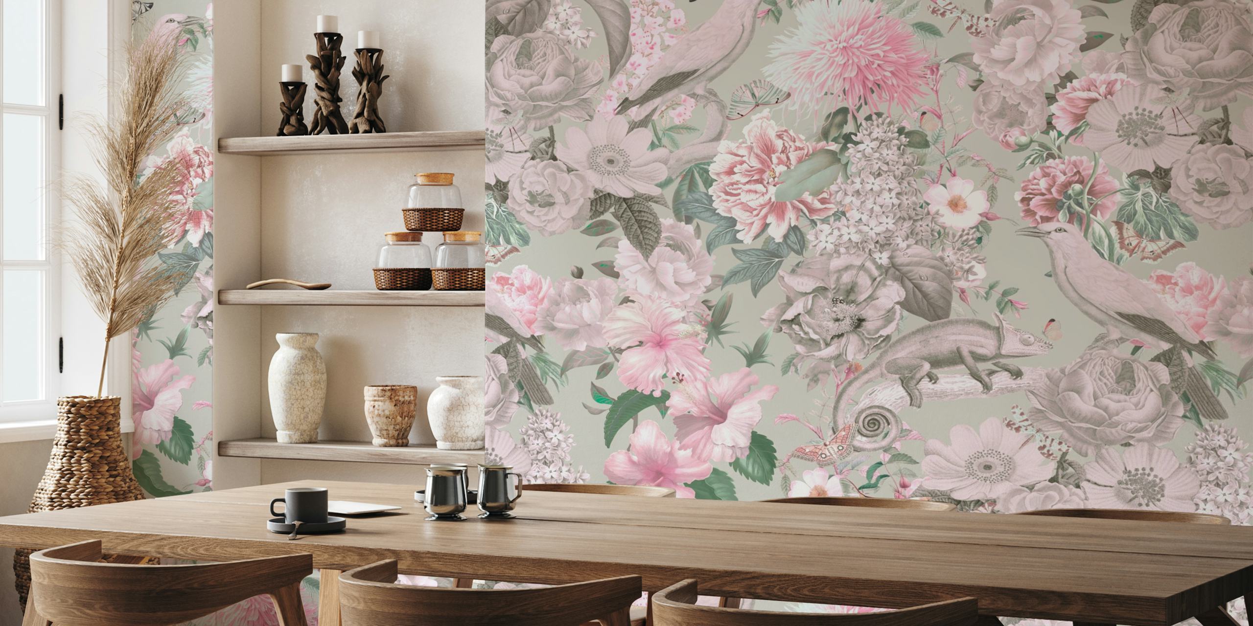 Gardena floral wallpaper in a room