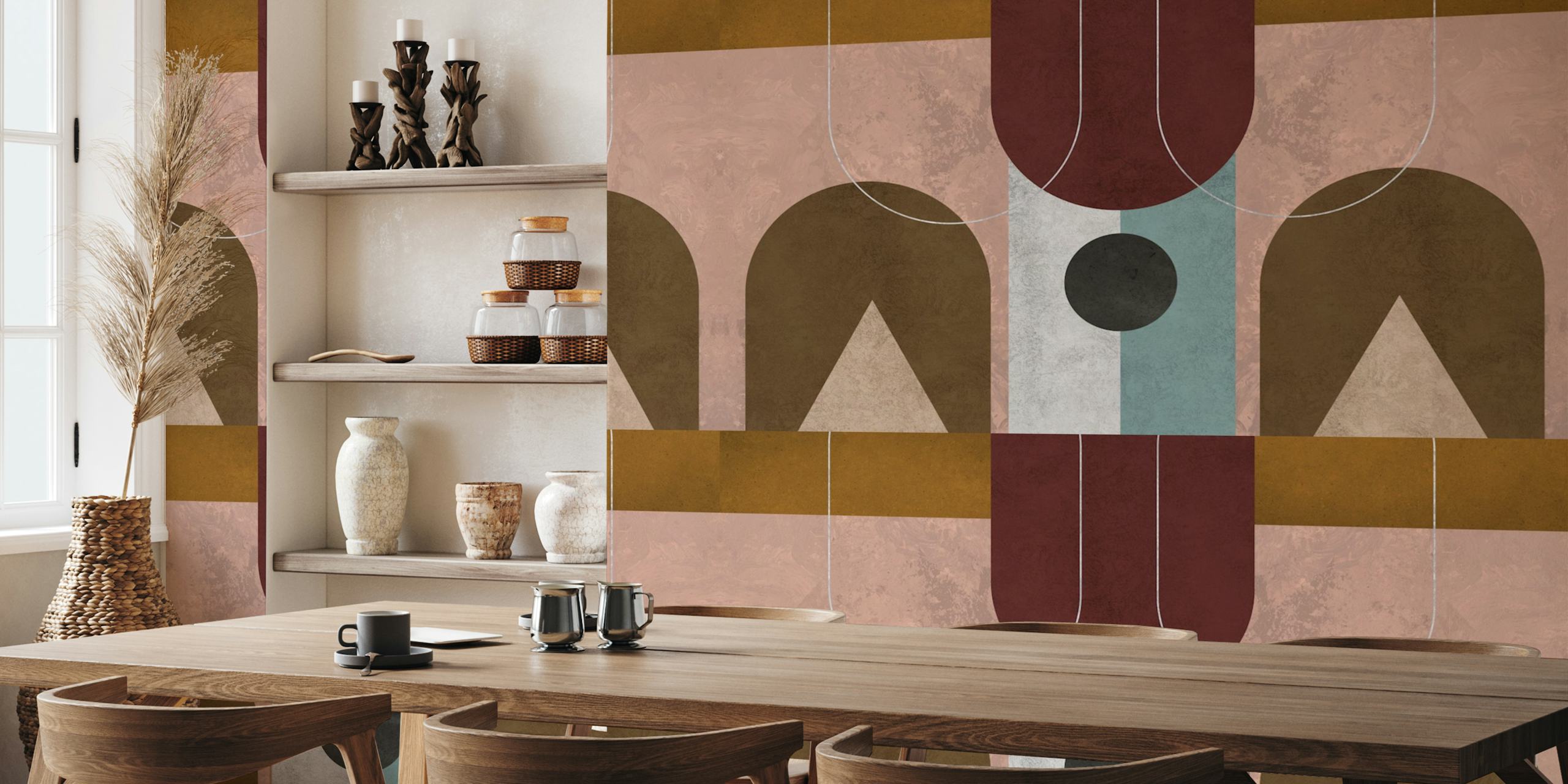 Vintage Shapes Delight wallpaper in a room