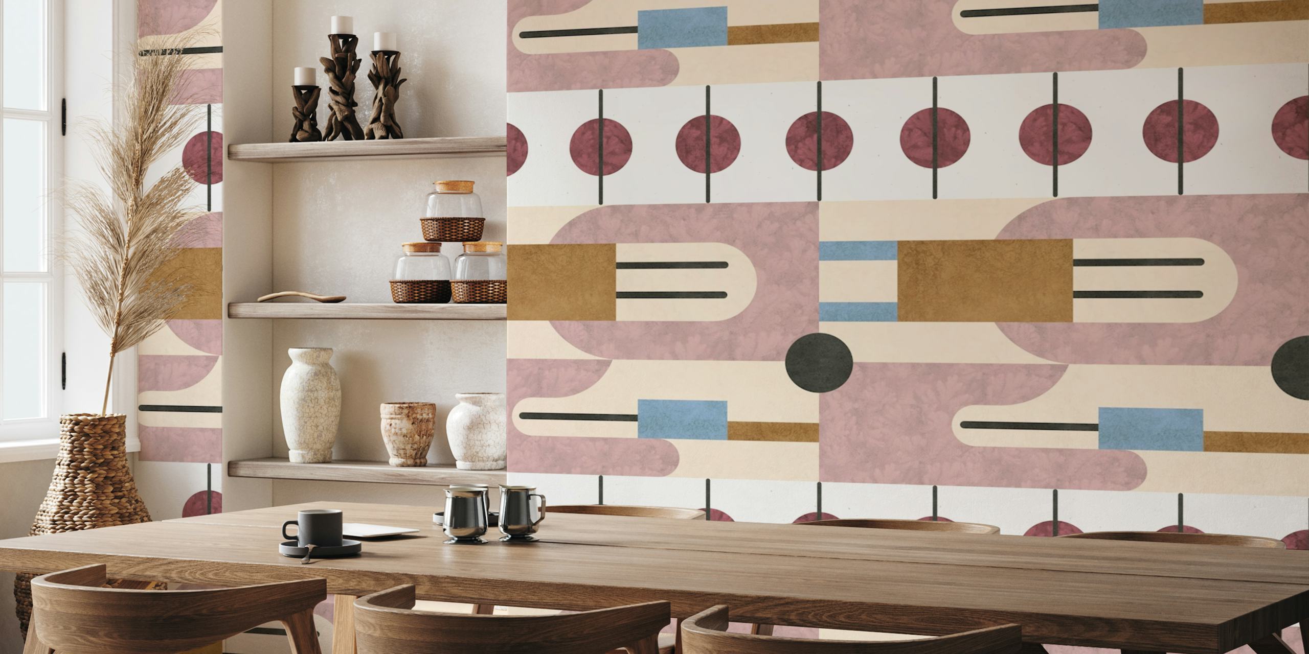 Papier peint Mid Century Tones dans une pièce