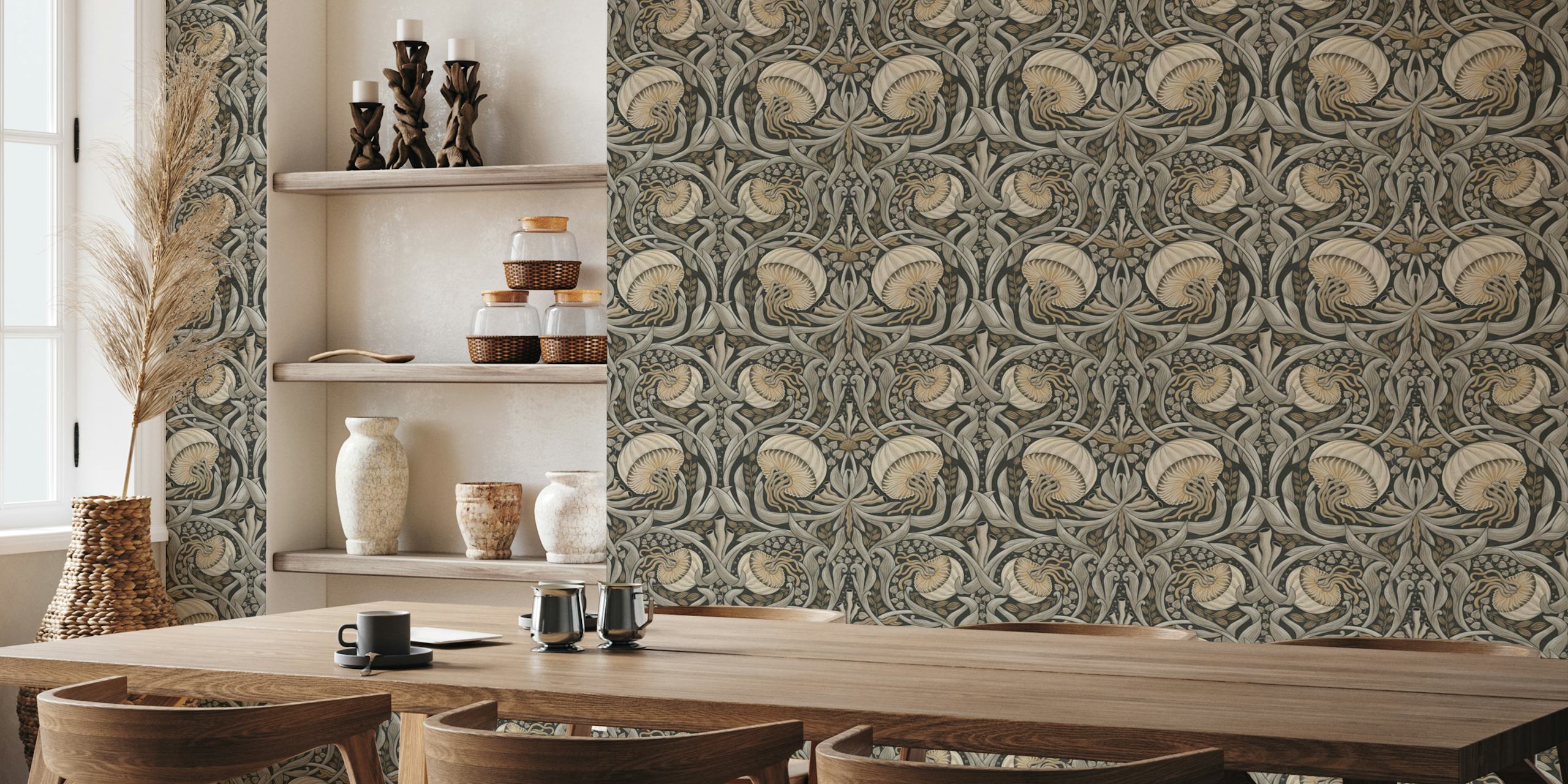 William Morris jellyfish wallpaper in a room