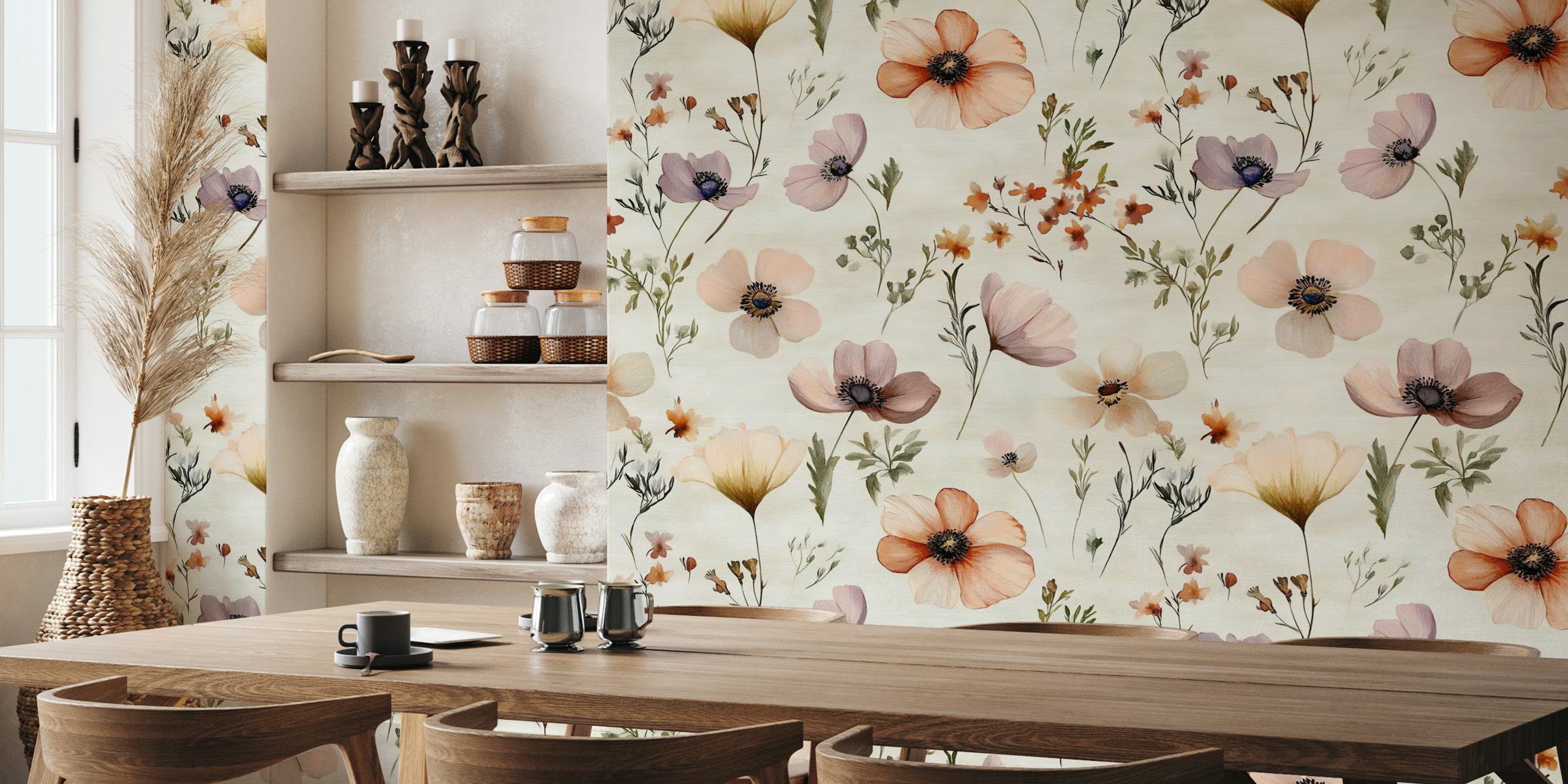 Collected Dry Flowers wallpaper in a room