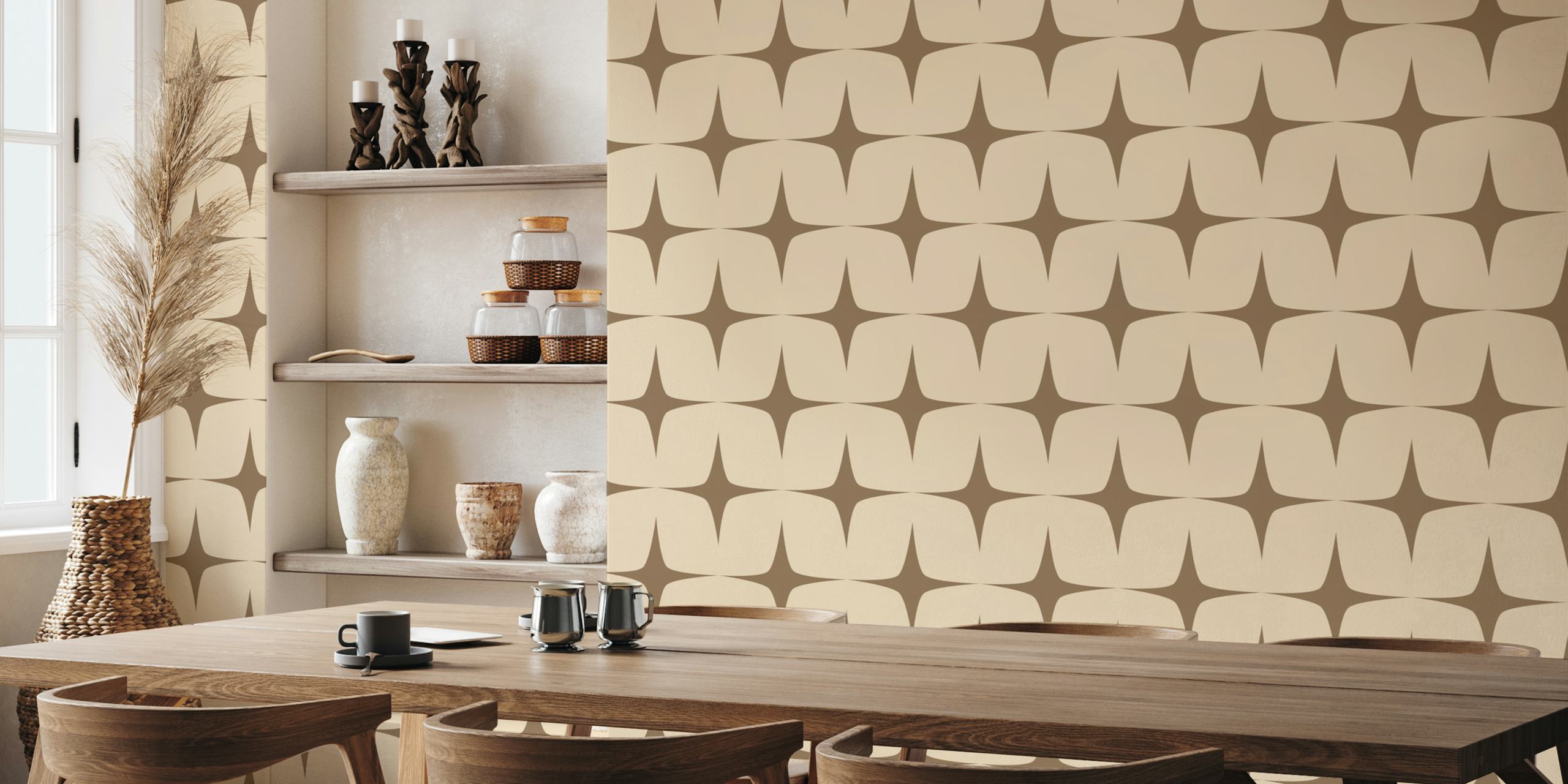 50s Atomic Starburst Mid Century wallpaper in a room