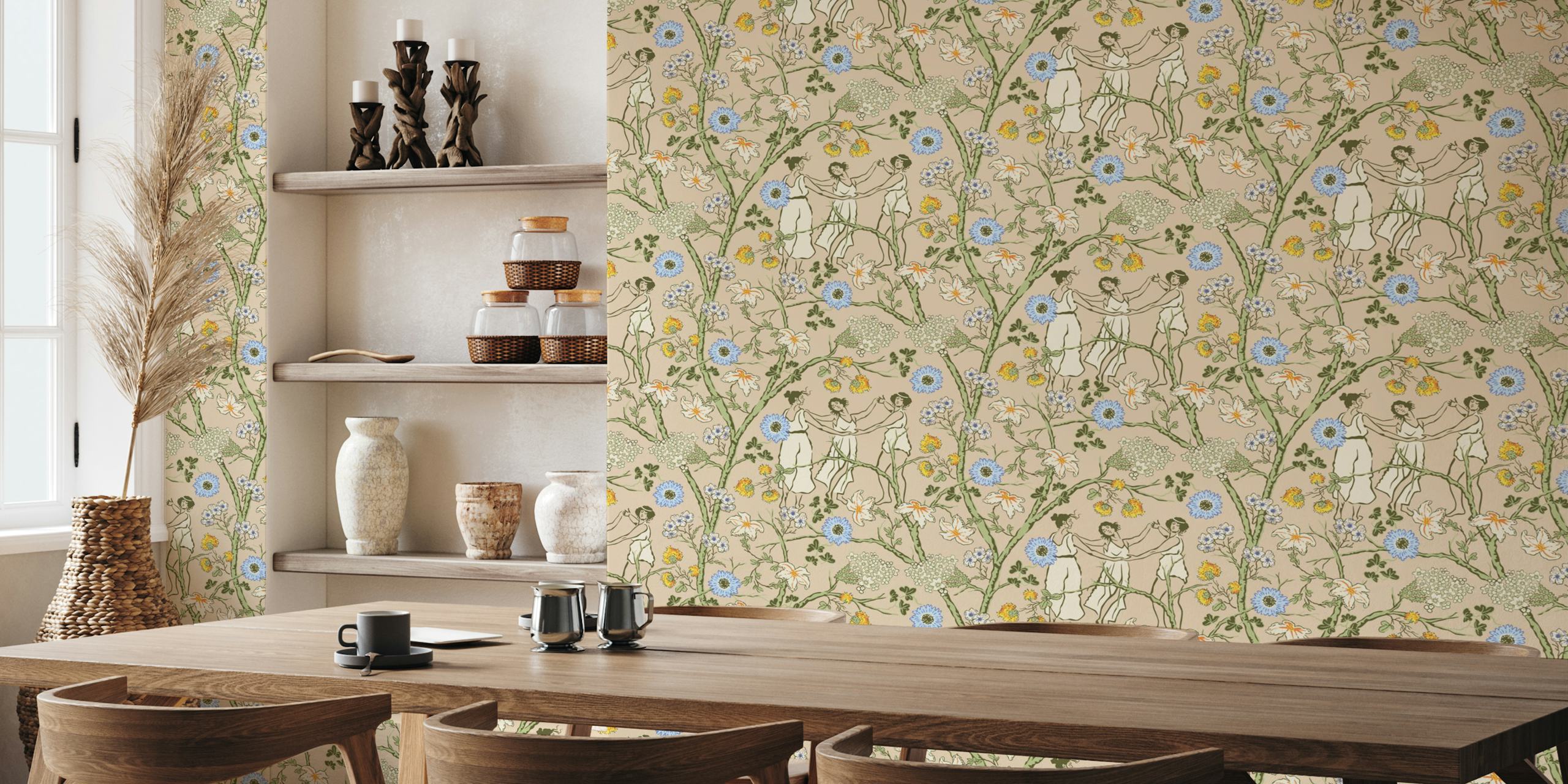 Midsummer dance on sand wallpaper design