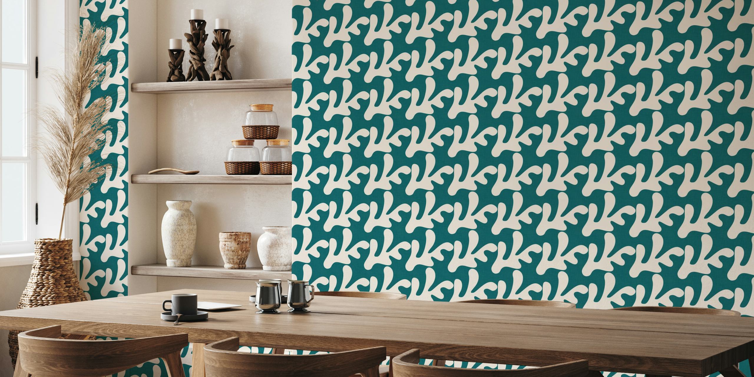 Turkos Retro Tropical Leaves WP