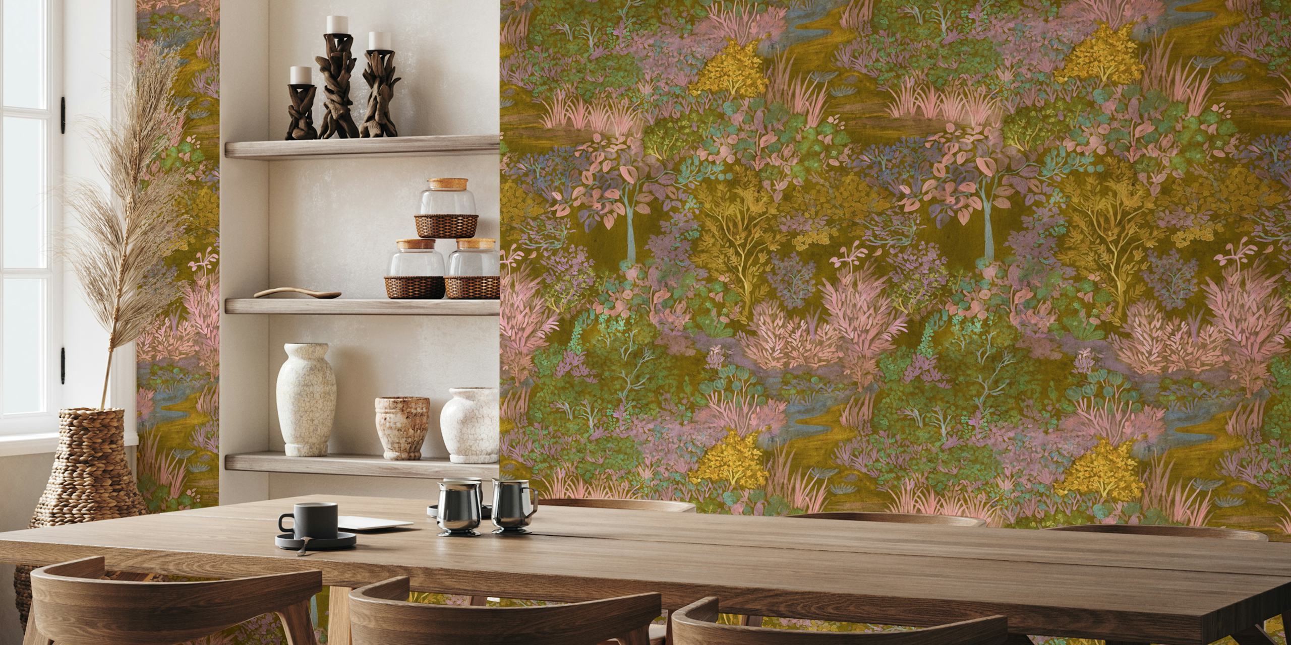Diseño de papel pintado Blooming Meadow Fall Watercolor