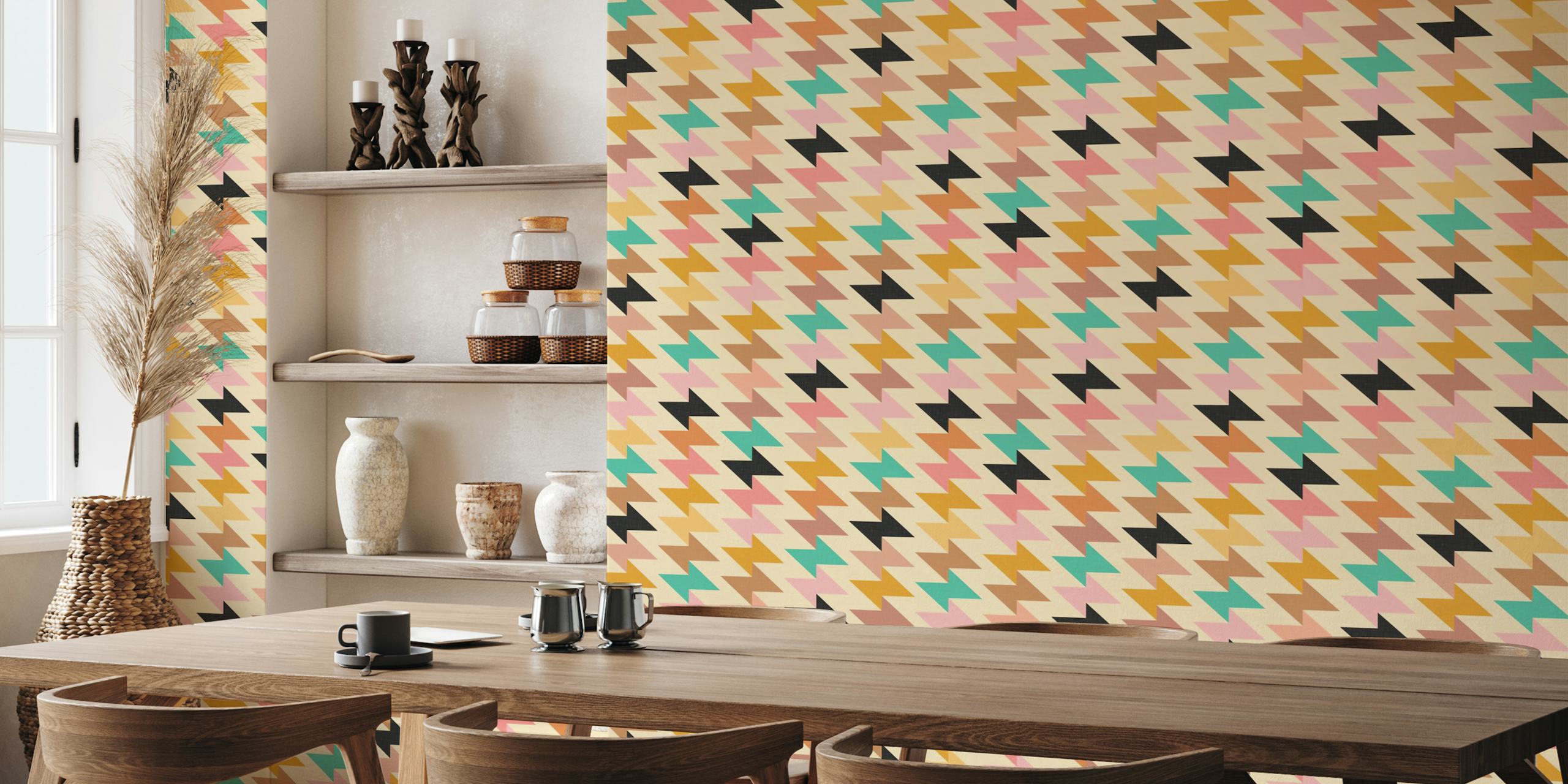Cheerful geometric wallpaper in a room