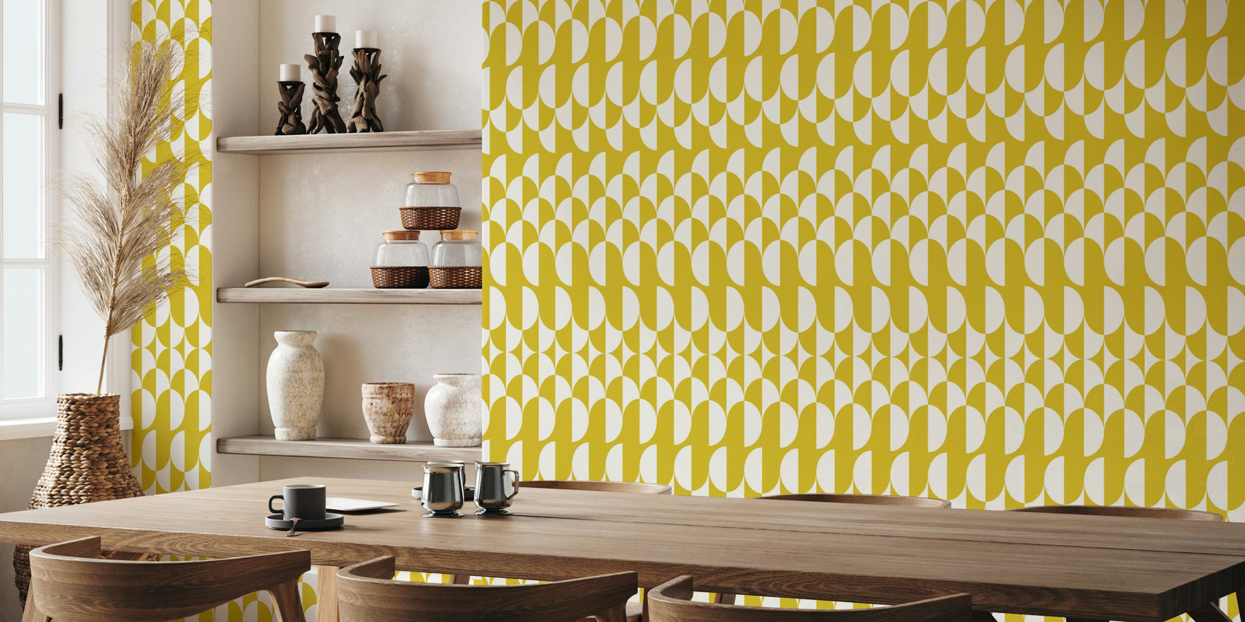 Minimalistisk geometrisk tapet i gul