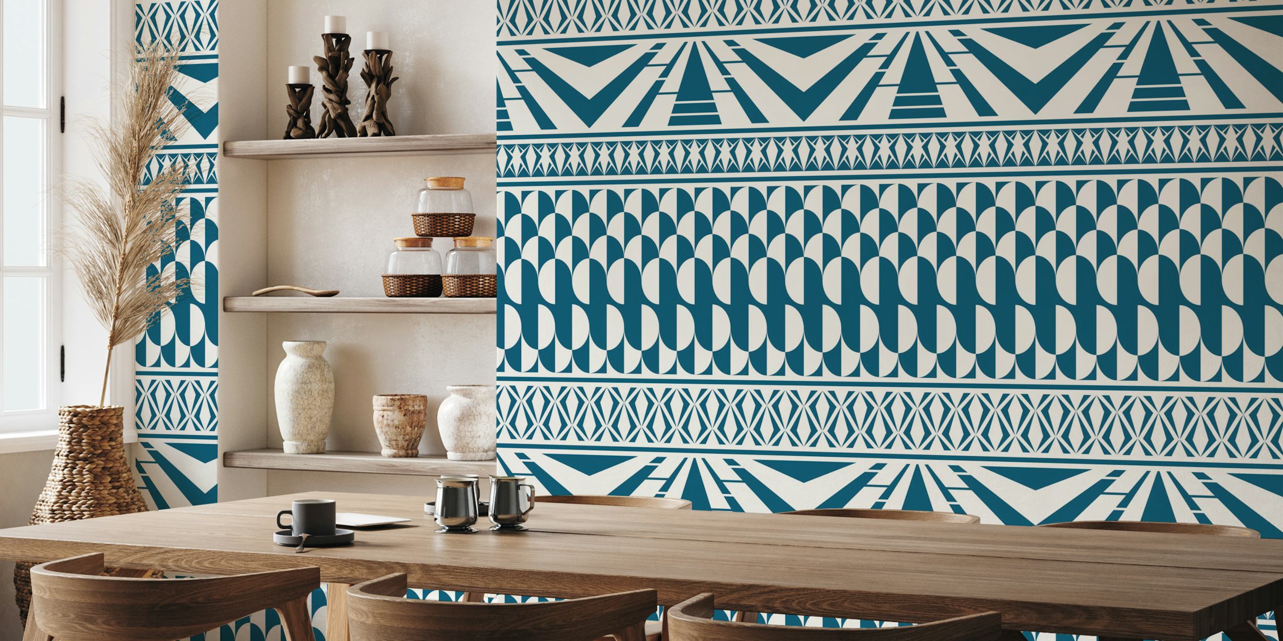 Minimalistisk art deco geometrisk teal tapet