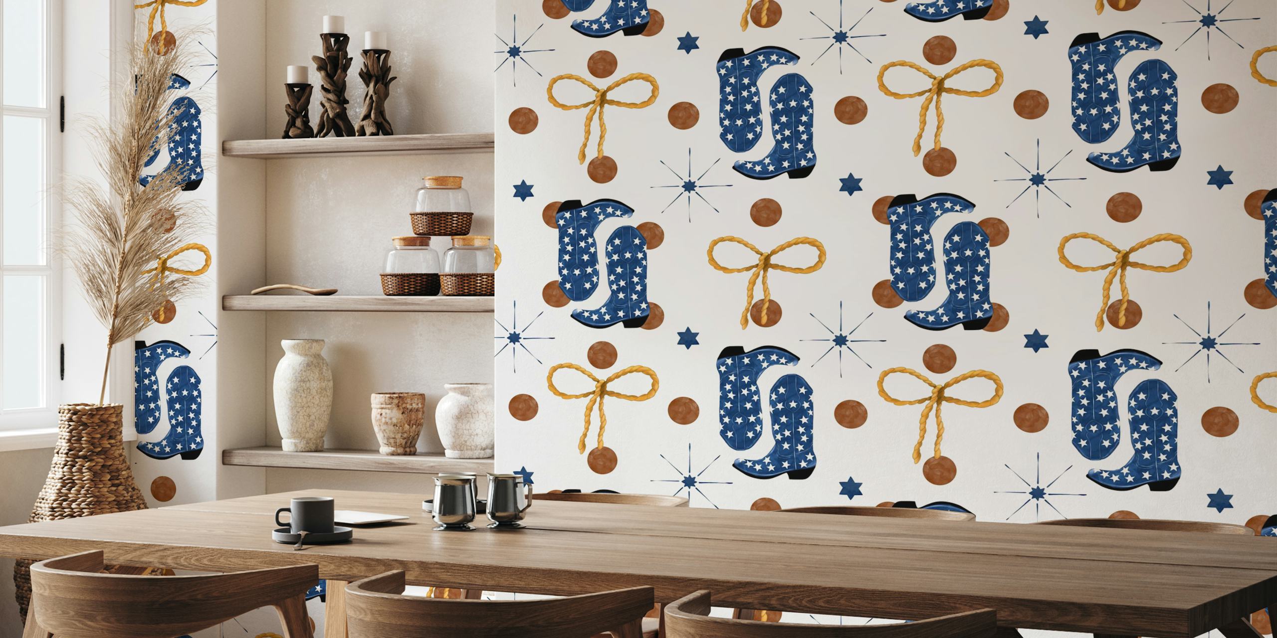 Country Star Boot Delight wallpaper in a room