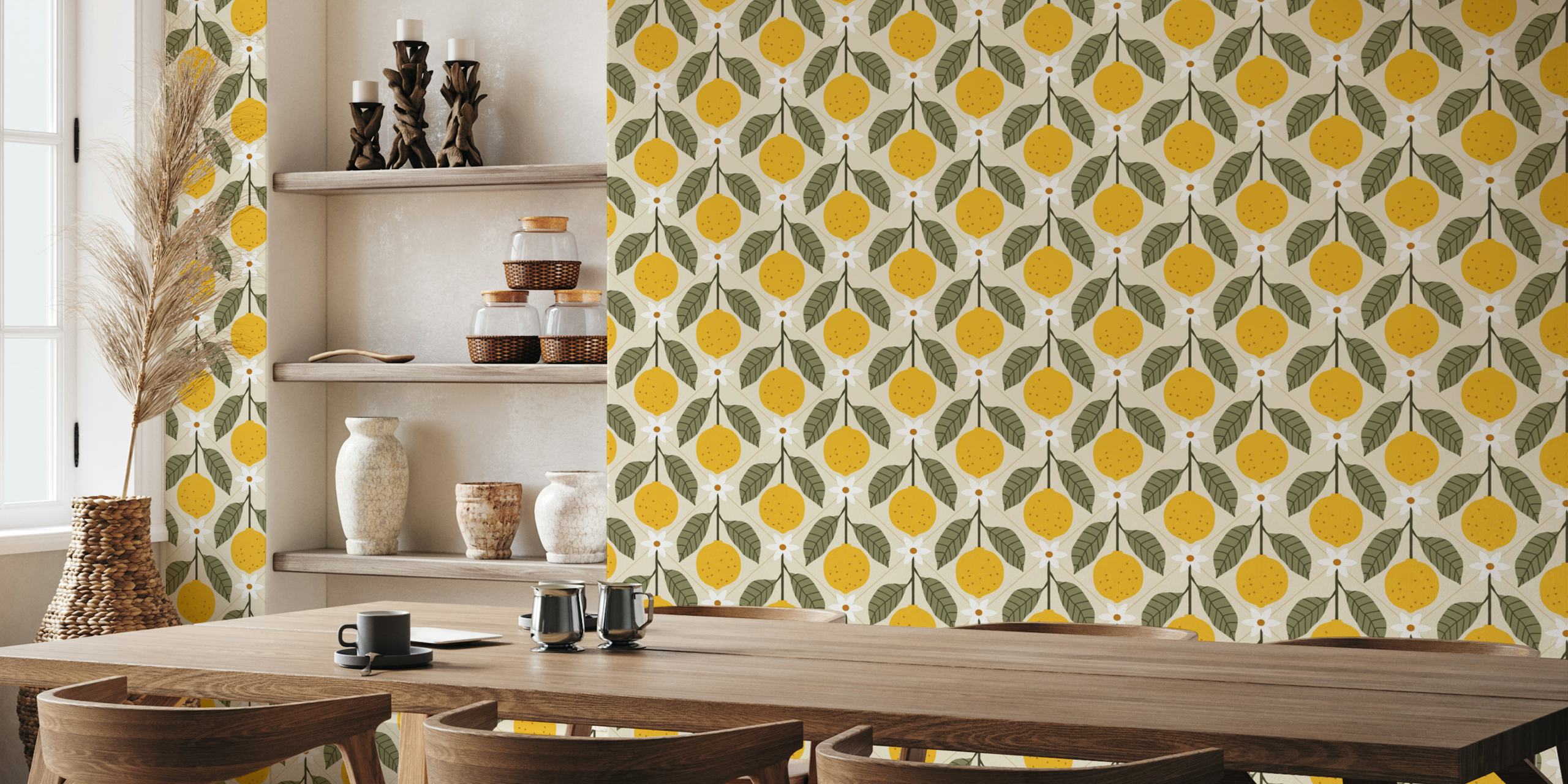 Tapeta Fresh Lemon Bloom prikazana u sobi