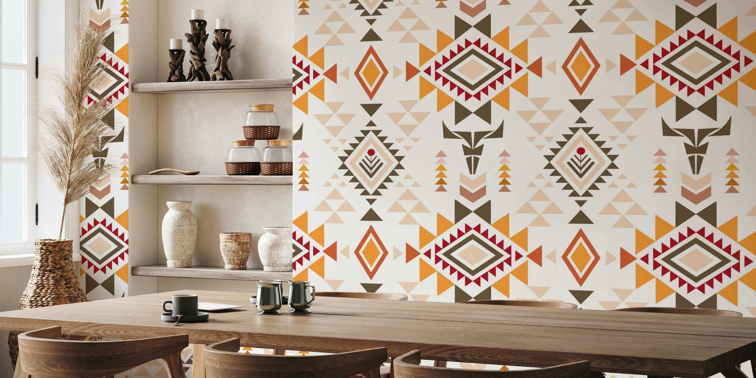 Aztec Inspired Geometry tapet i ett rum