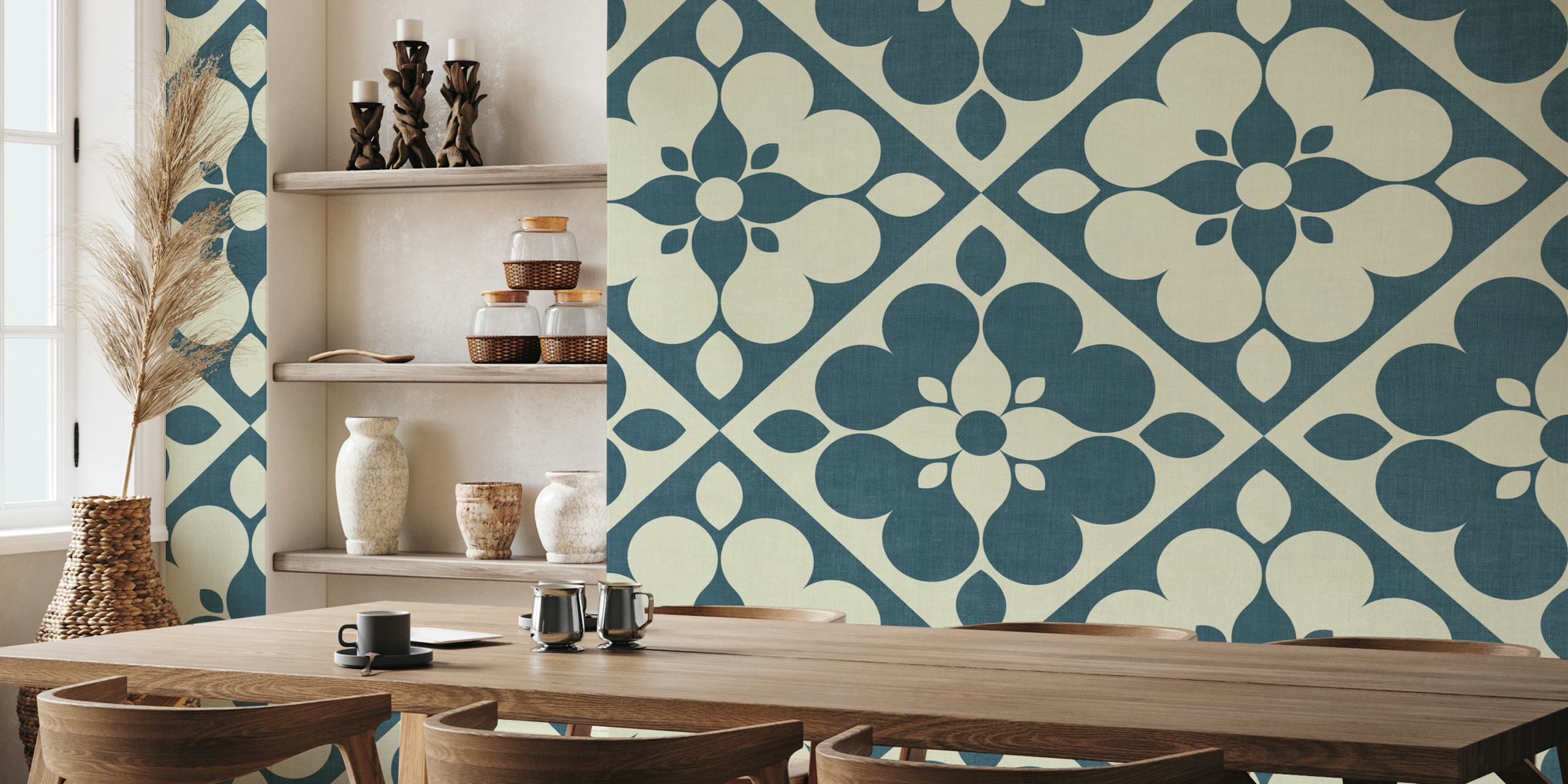 Design tapety Retro Geometric Floral Quilt