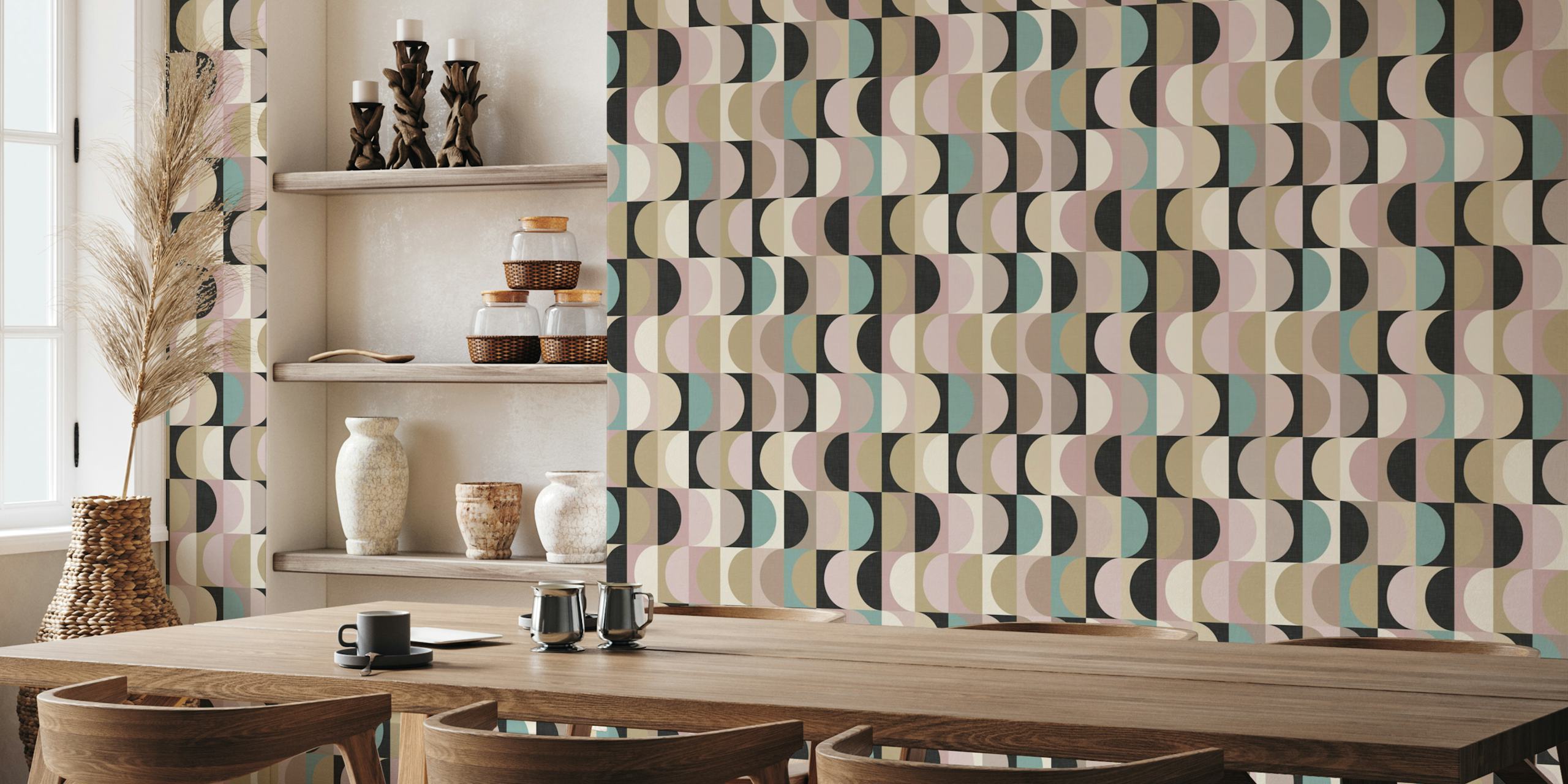 Mid Century Modern Shapes wallpaper in a room