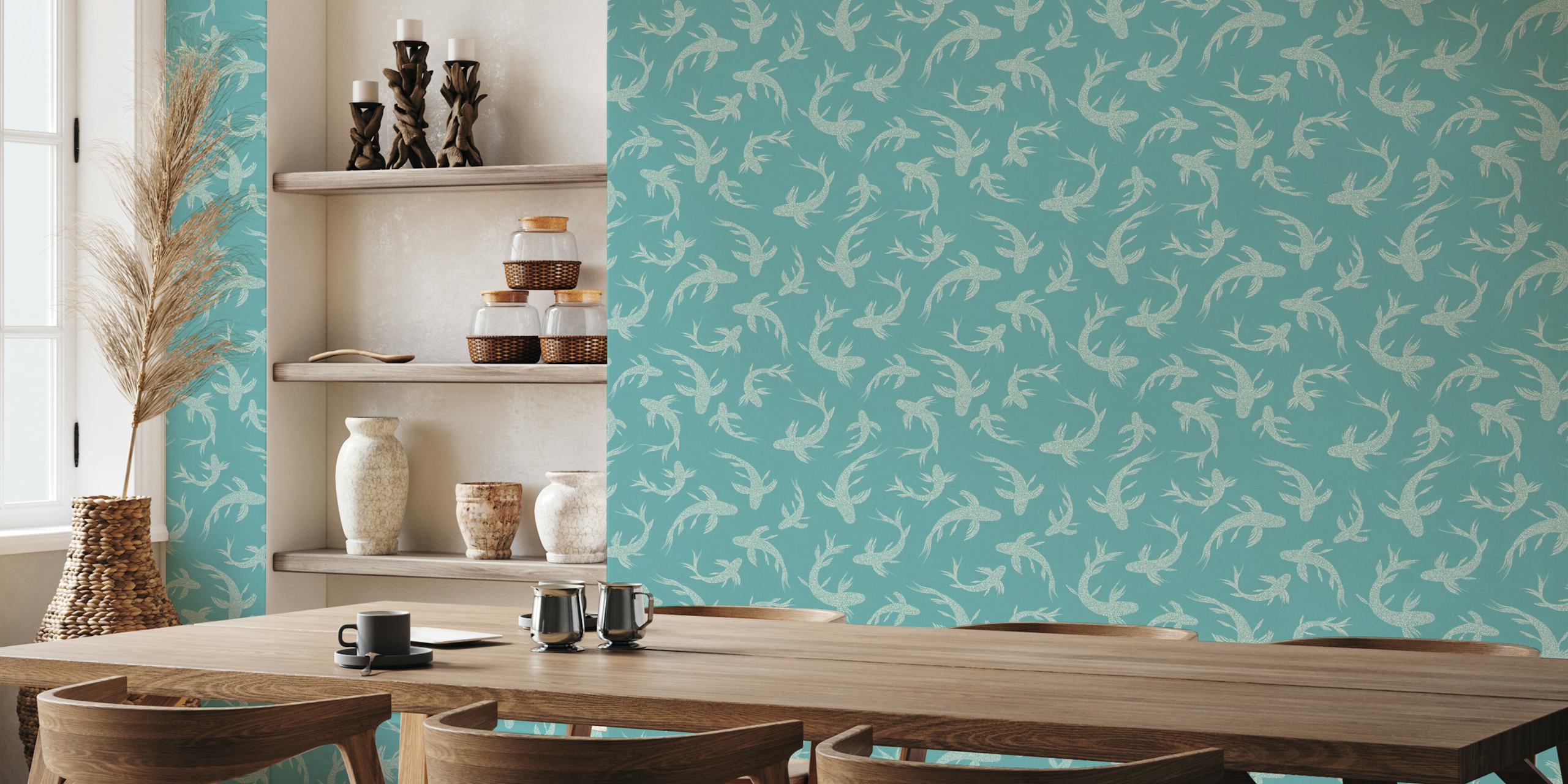 Japanese Koi Ponds wallpaper in a room