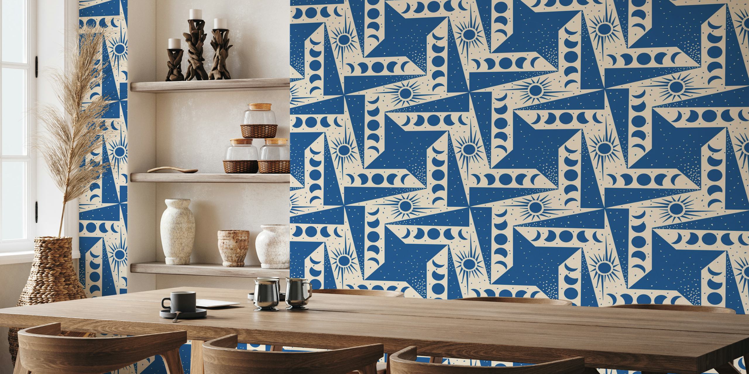 Celestial Blue Harmony wallpaper in a room