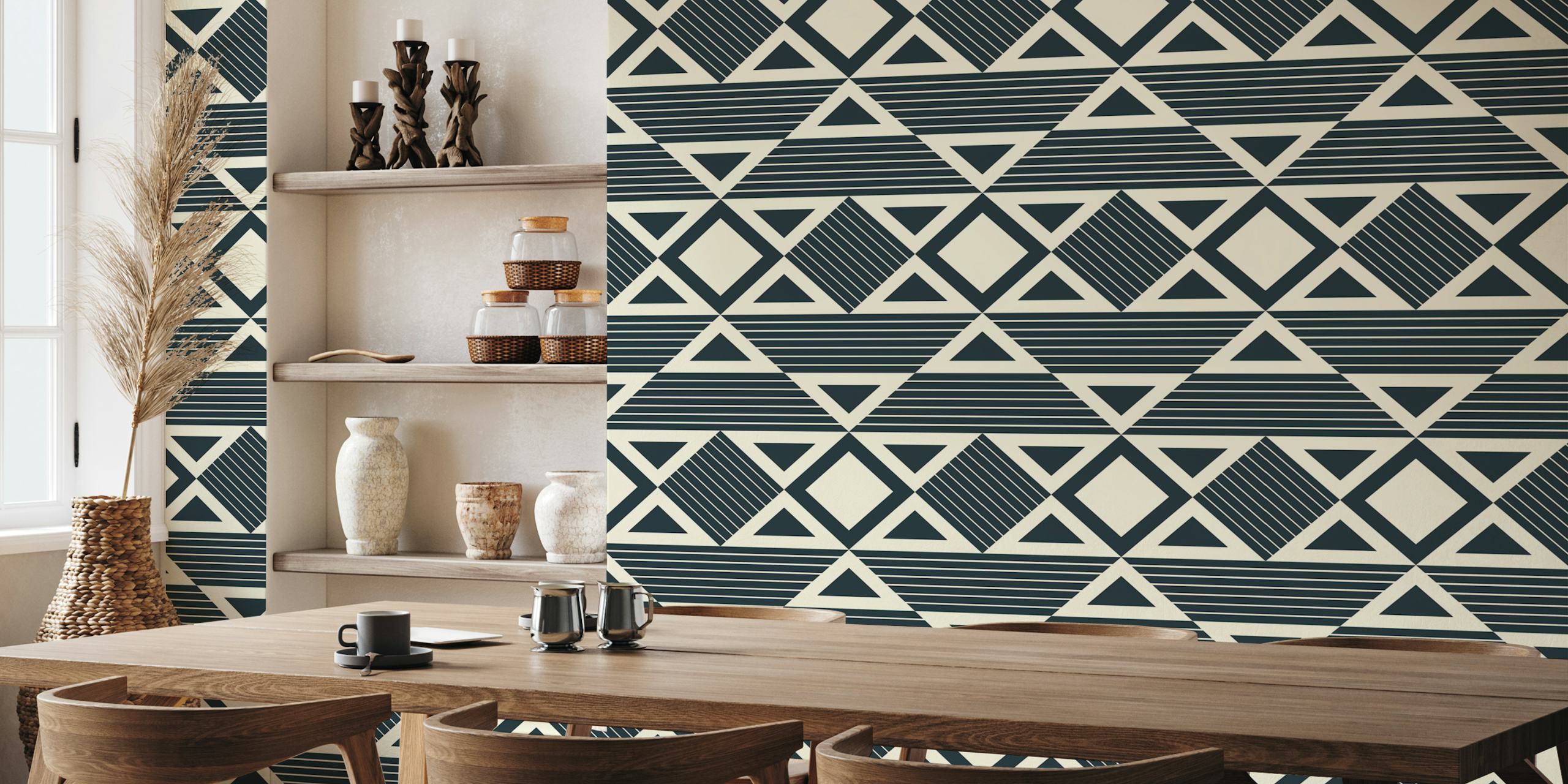 Modern Abstract Geometric Gray Tribal Shapes tapet