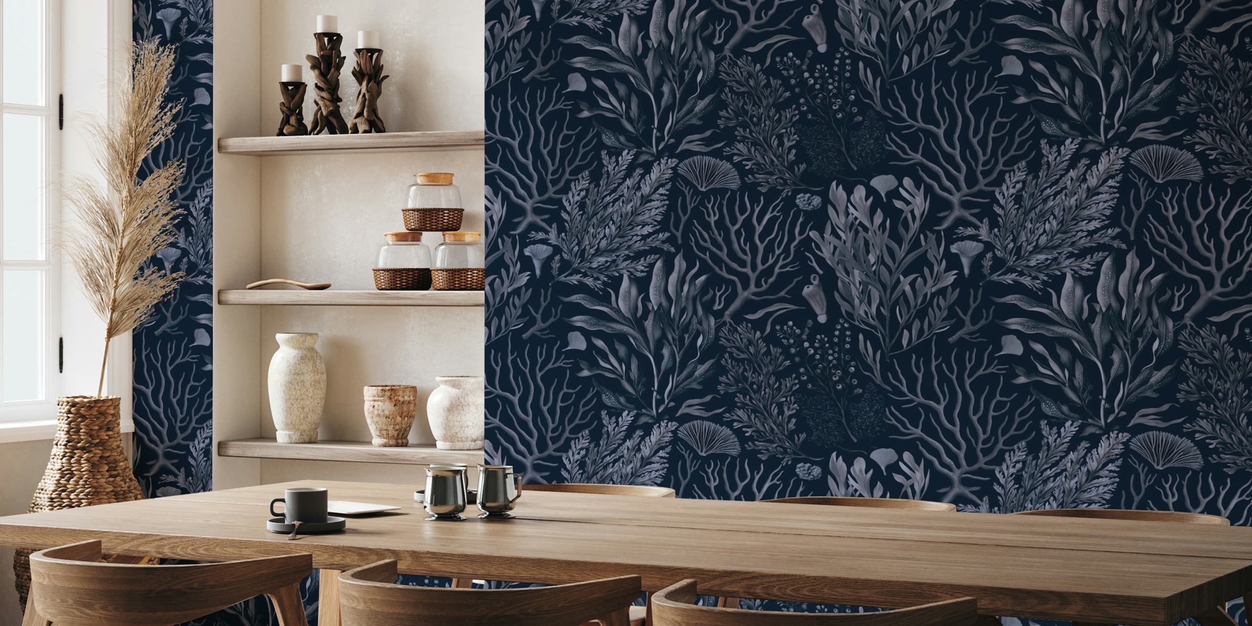 Mystical Ocean Underwater Foliage Garden Blue Tapete