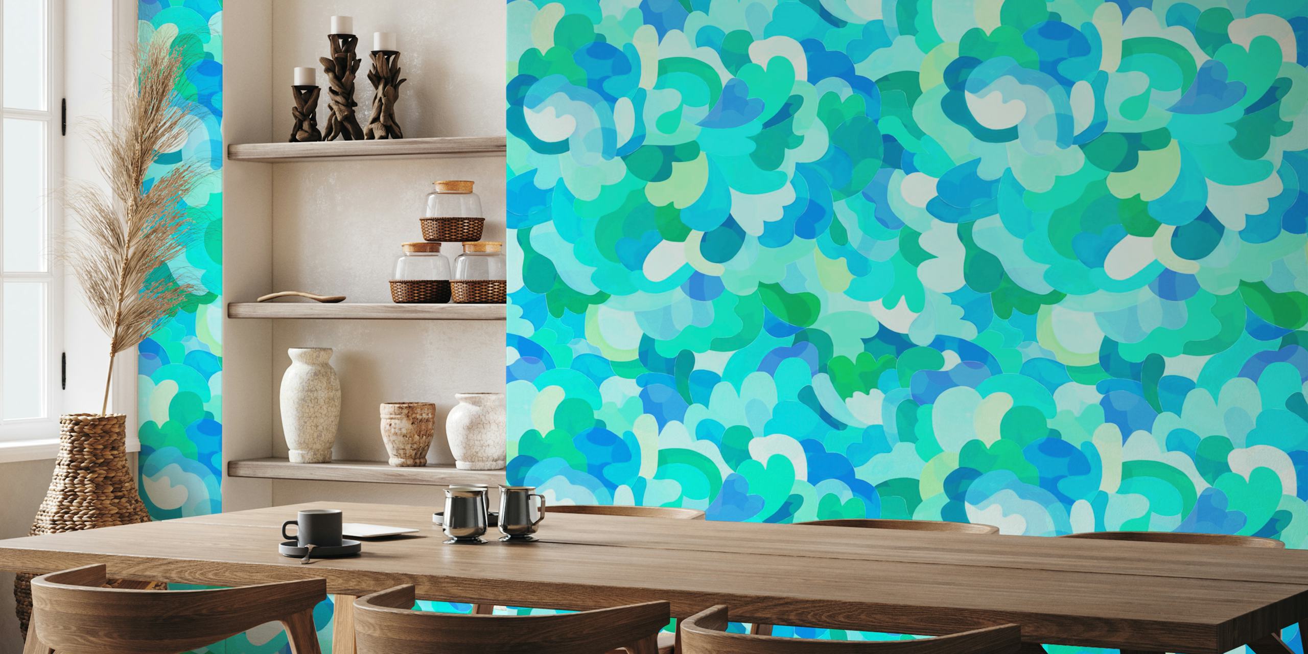 Aqua Ocean Clouds wallpaper in a room