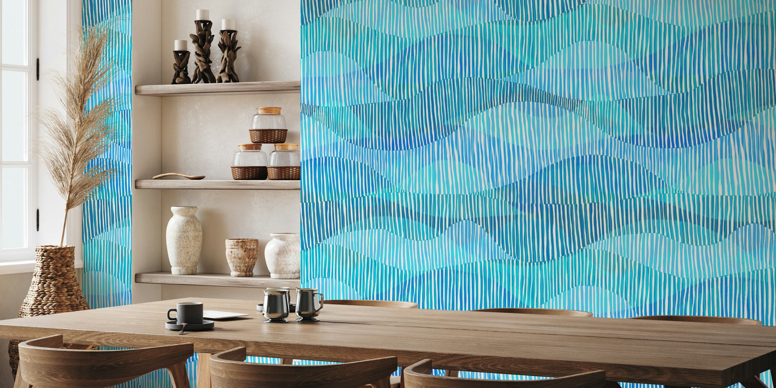 Papel pintado Blue Ocean Waves en una habitación